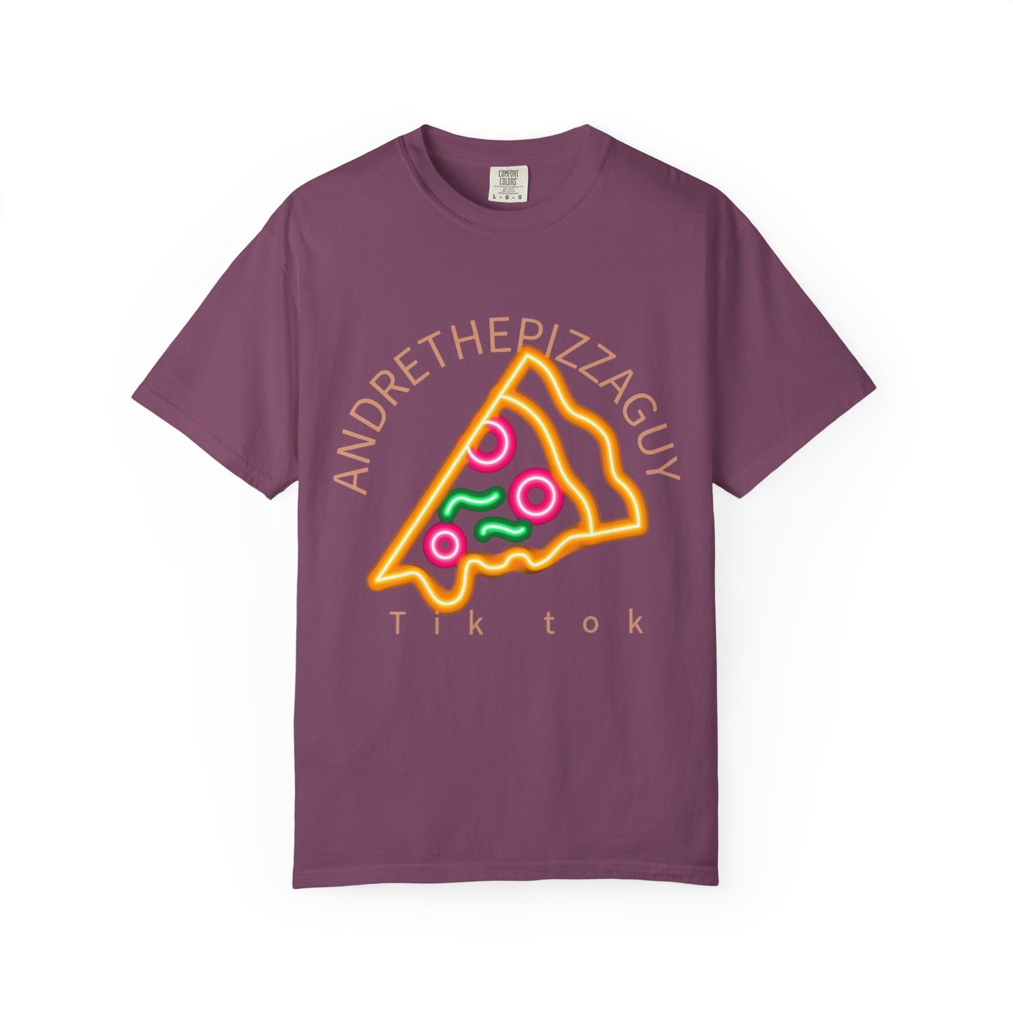 Pizza Slice Graphic T-Shirt – "ANDRETHEPIZZAGUY" Neon Design