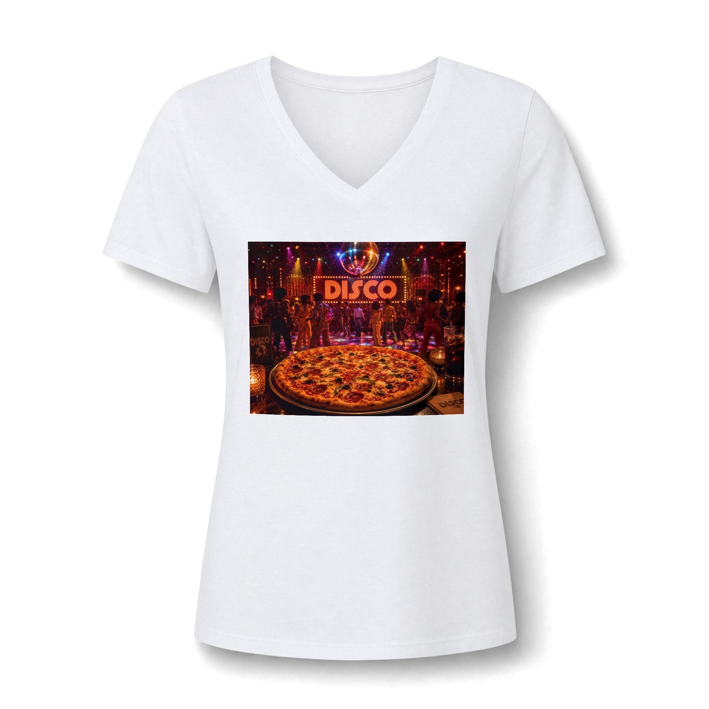 Disco Pizza V-Neck Tee