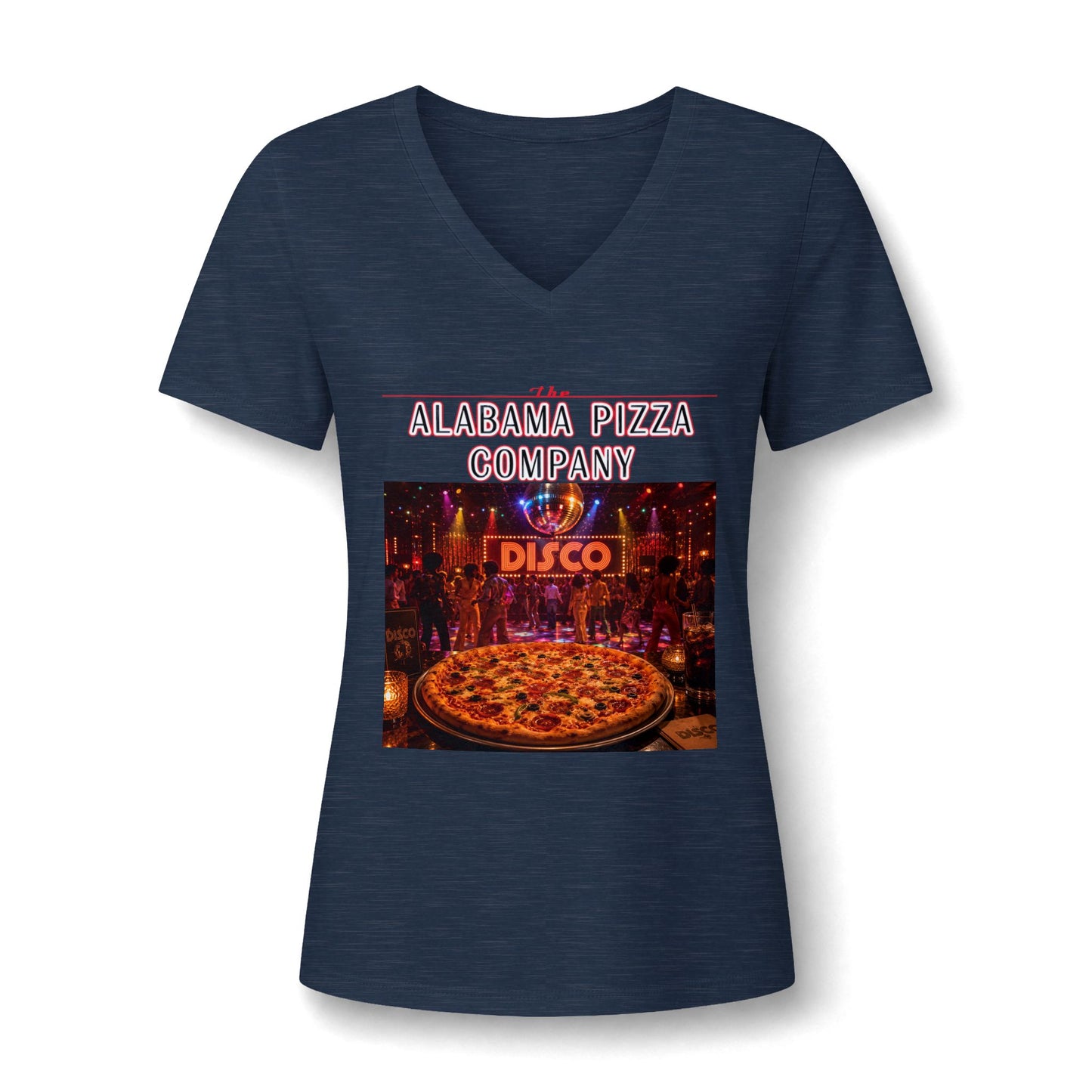Pizza Disco V-Neck Tee — Mamma Pizza Company Graphic Shirt