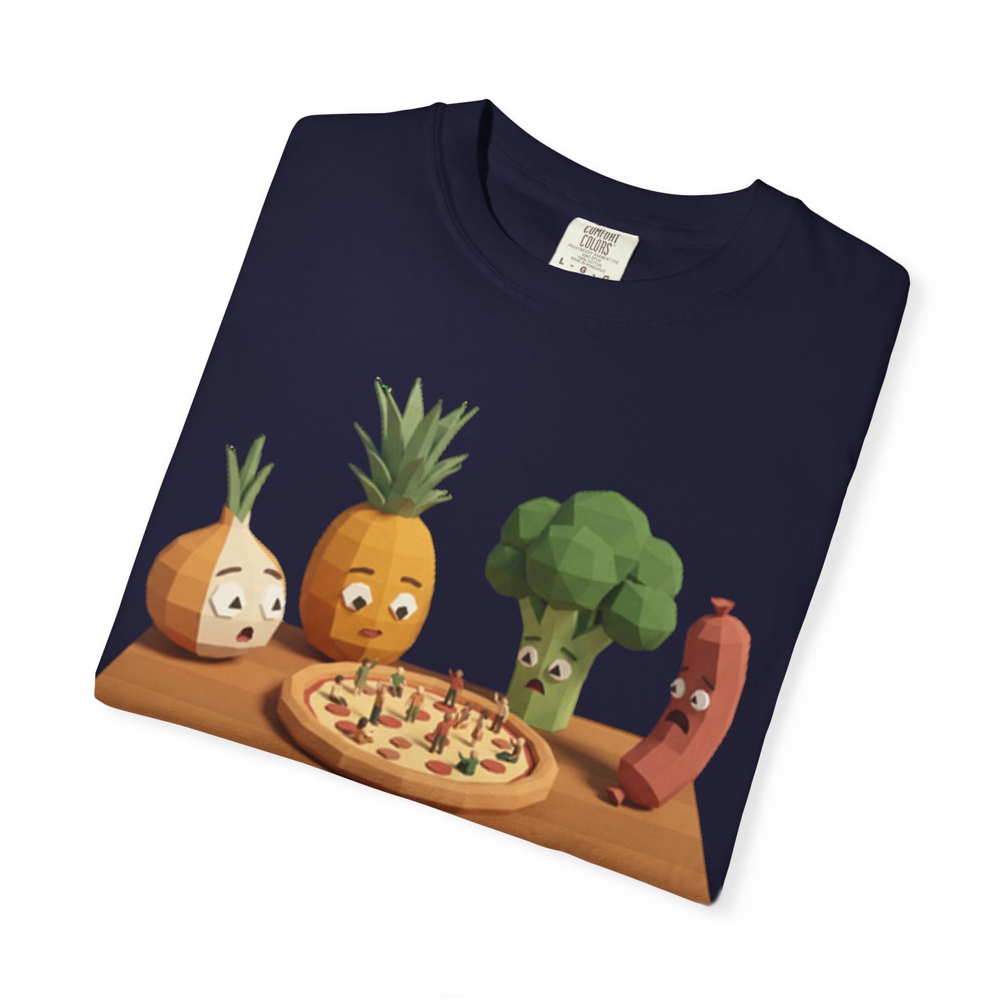Pizza Night Veggie T-Shirt — Cute Cartoon Pineapple, Broccoli & Friends