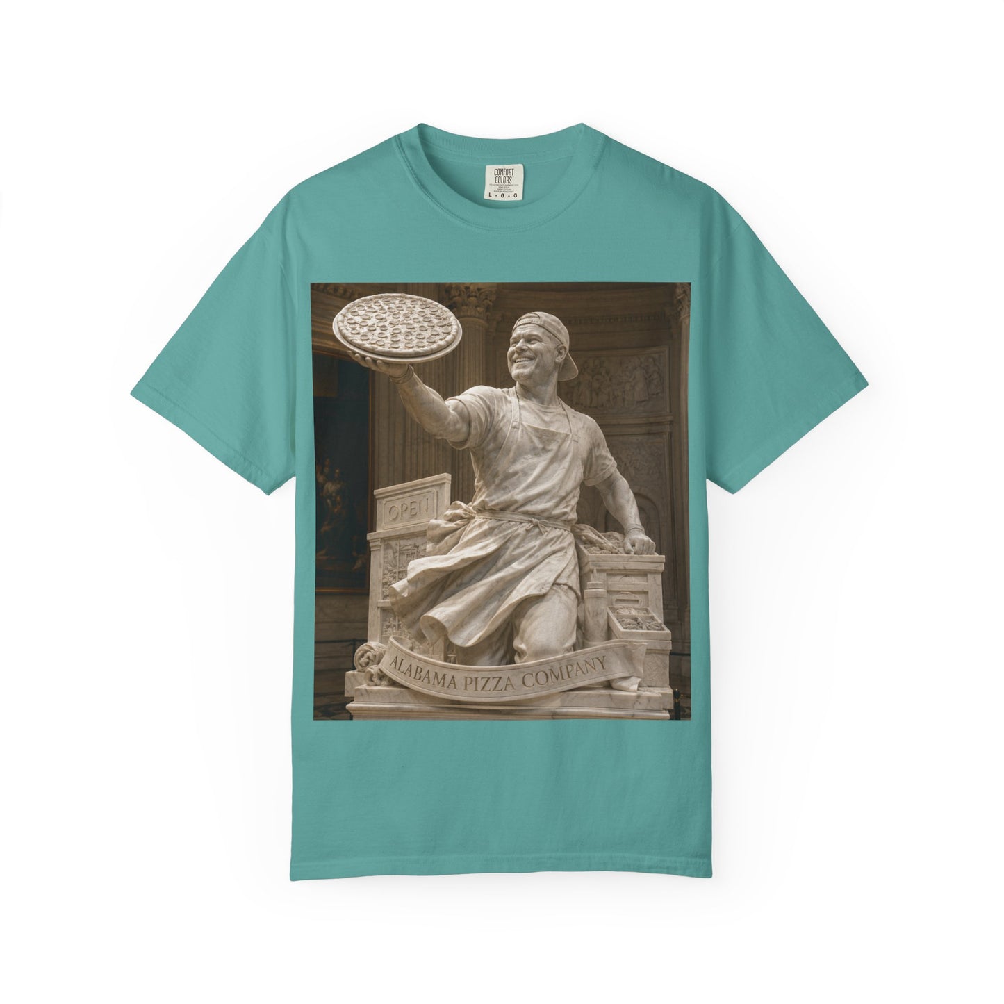 Pizza Statue Photo T-Shirt — Vintage Roman Sculpture Graphic Tee