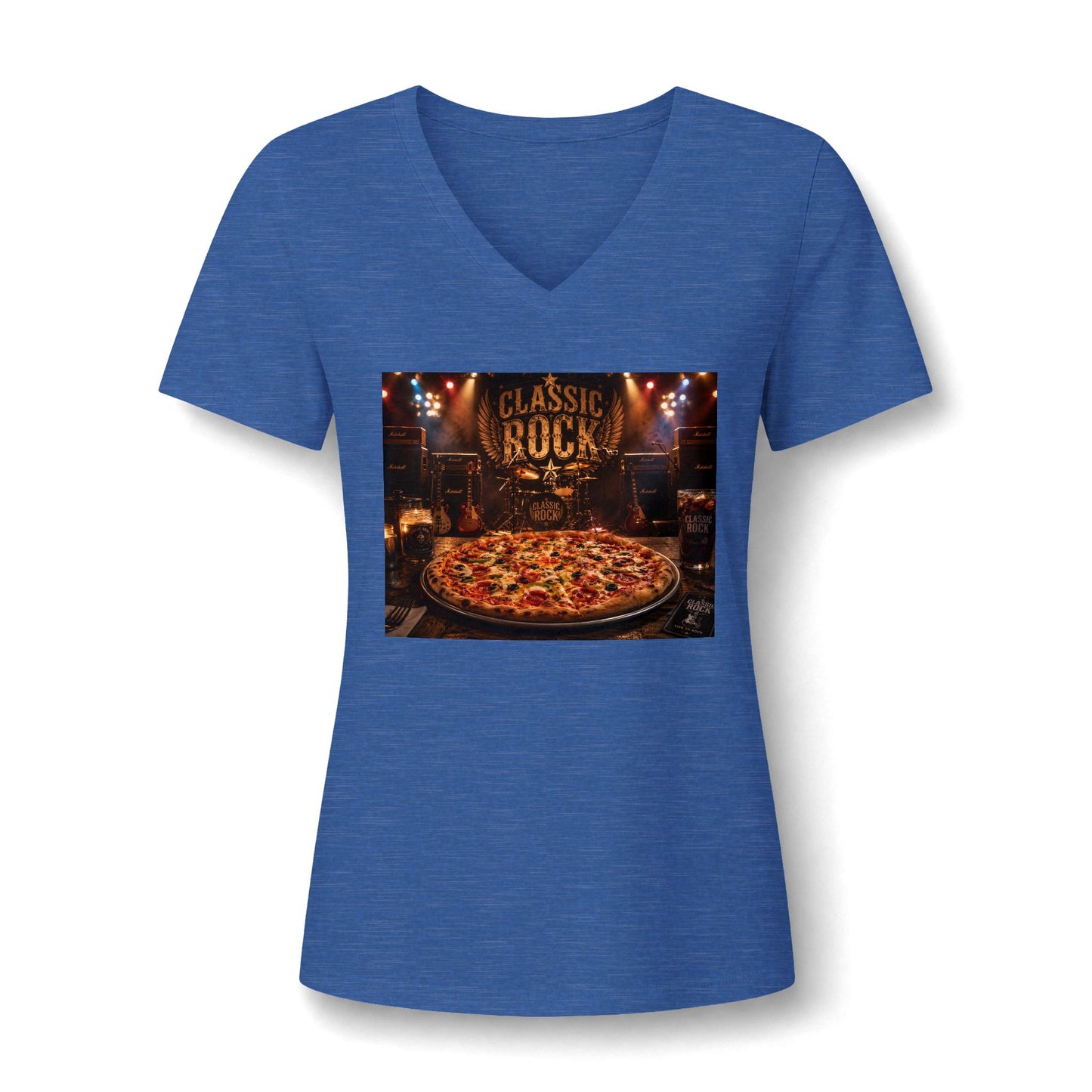 Classic Rock Pizza V-Neck Tee