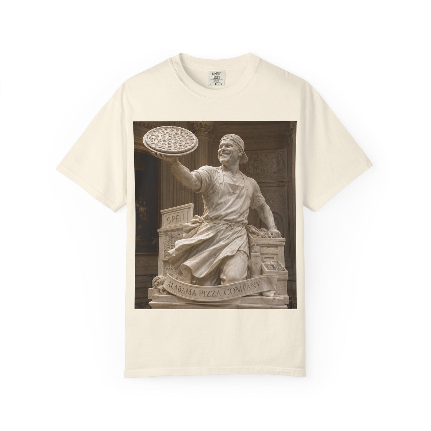 Pizza Statue Photo T-Shirt — Vintage Roman Sculpture Graphic Tee