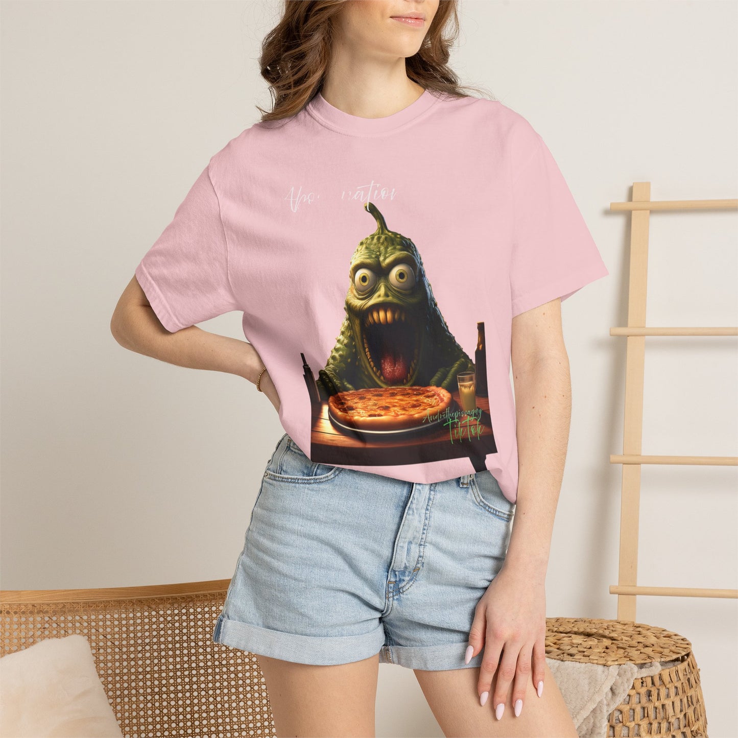 Monster Eating Pizza T-Shirt — Funny Creepy Pizza Lover Tee