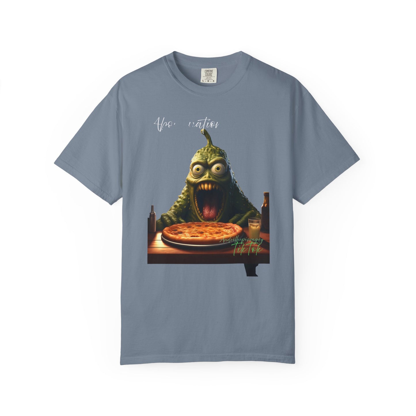 Monster Eating Pizza T-Shirt — Funny Creepy Pizza Lover Tee