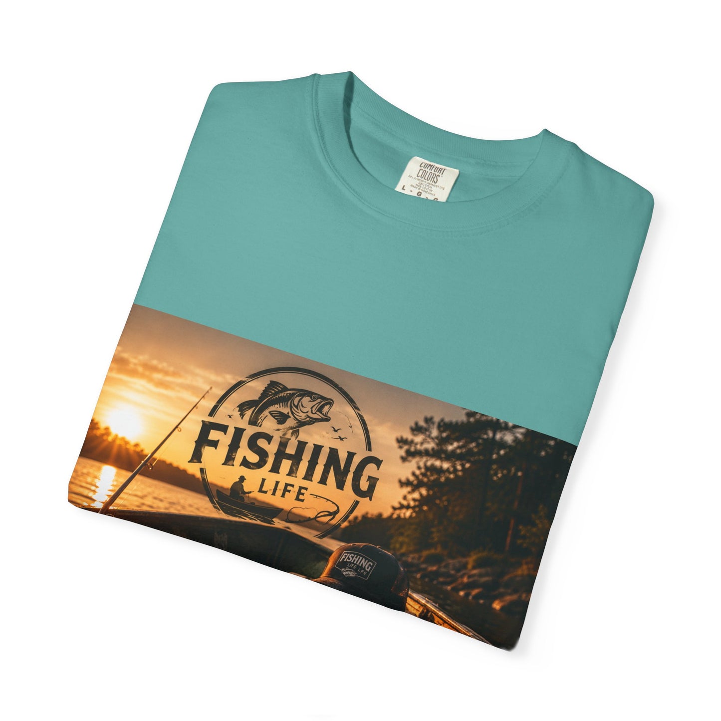 Fishing Life T-Shirt — Sunset Boat Pizza Graphic Tee