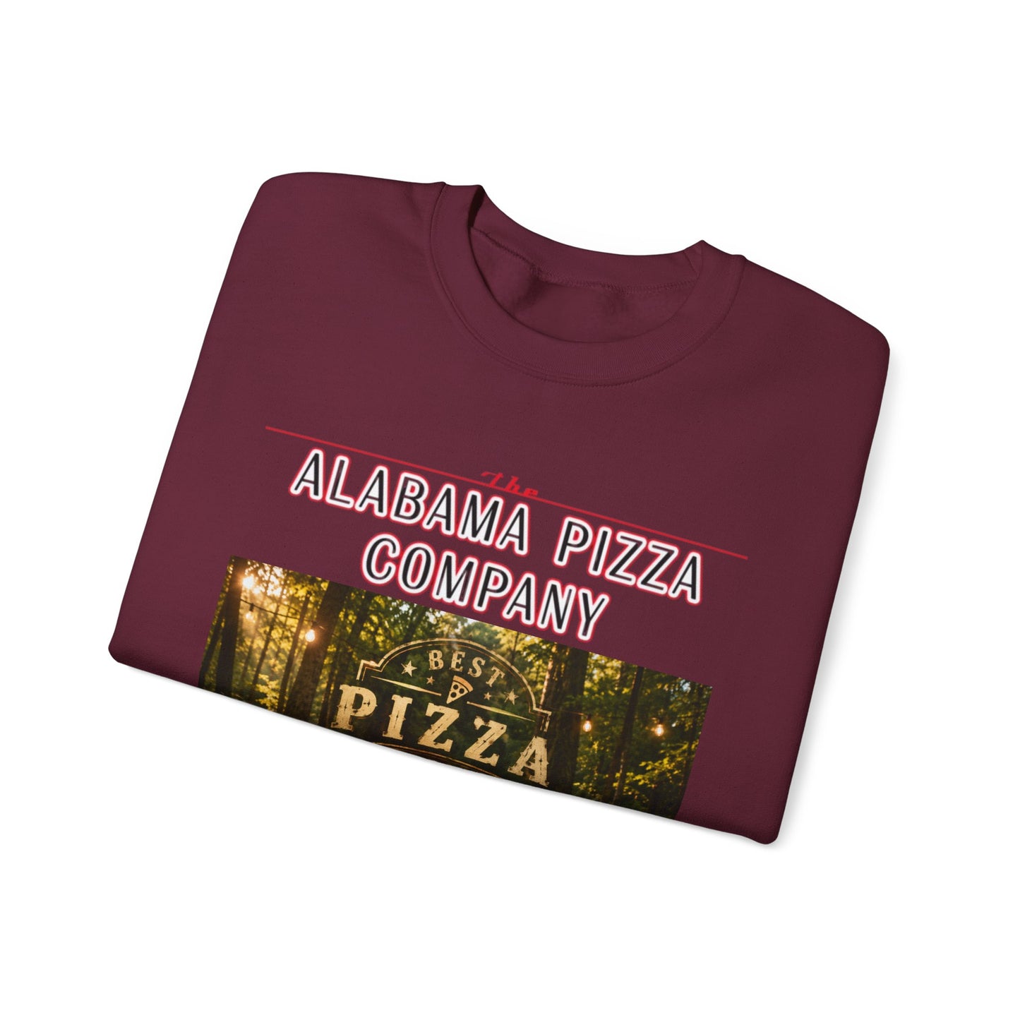 Pizza Crewneck Sweatshirt — Alabama Pizza Company Vintage Pizzeria Design