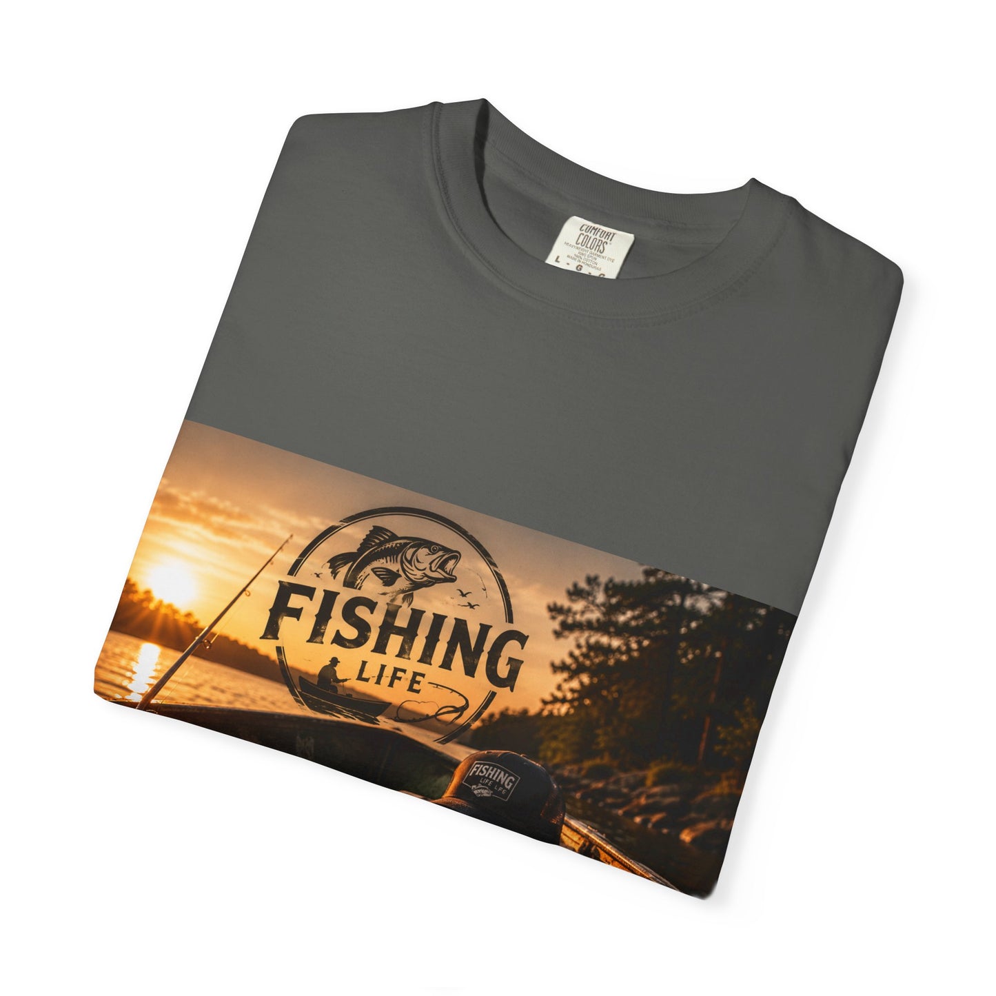 Fishing Life T-Shirt — Sunset Boat Pizza Graphic Tee