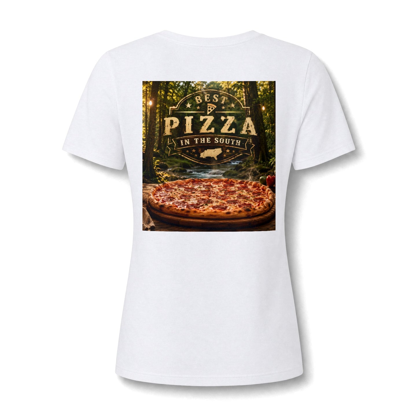 Pizza In The South V-Neck Tee — Women's Pizza Lover Shirt