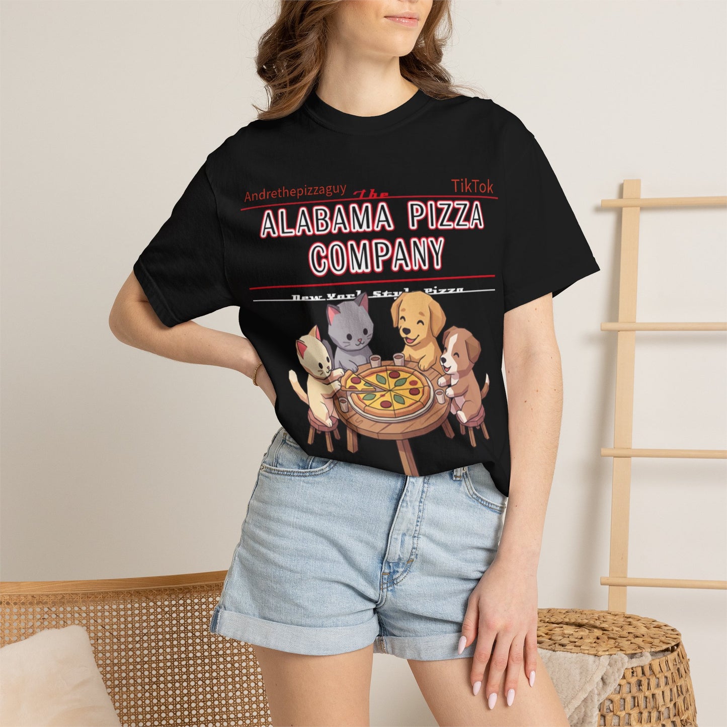 Alabama Pizza Company T-Shirt — Cute Dogs Sharing Pizza Graphic Tee