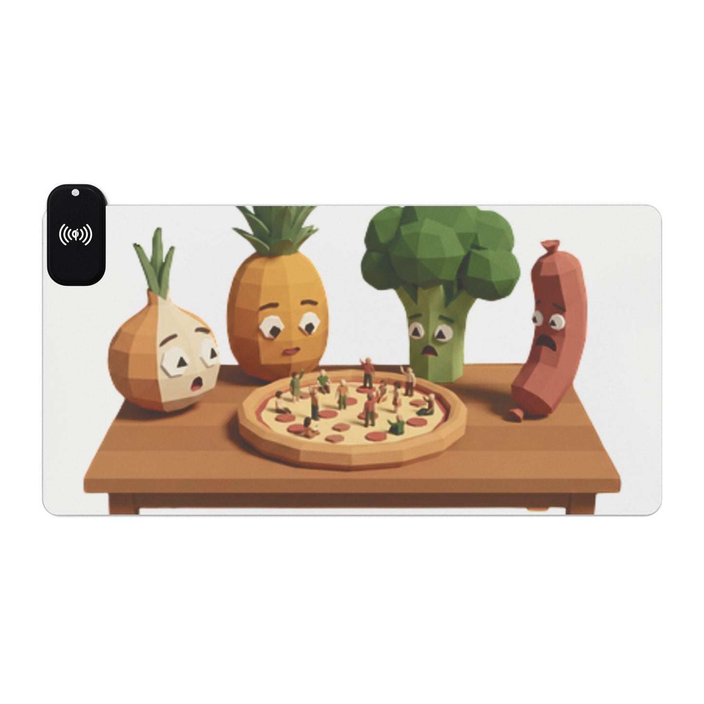 LED Wireless Charging Mouse Pad — Cute Veggie Pizza Desk Mat