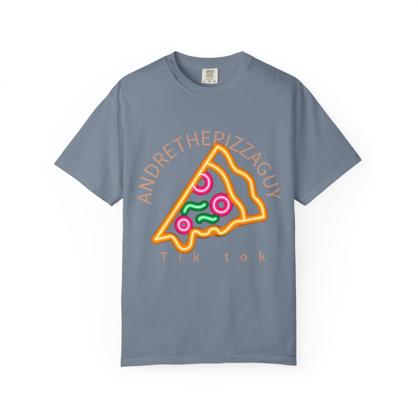 Pizza Slice Graphic T-Shirt – "ANDRETHEPIZZAGUY" Neon Design