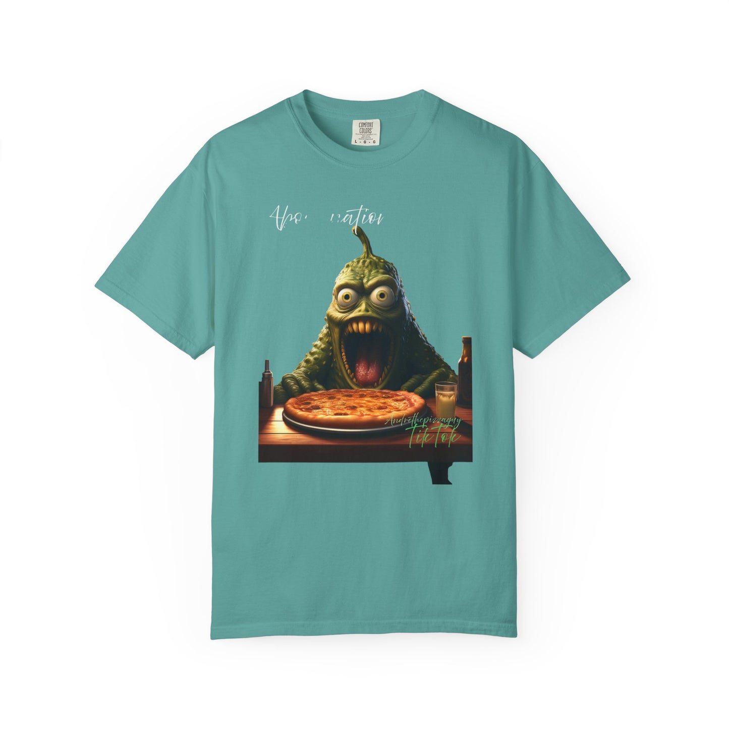 Monster Eating Pizza T-Shirt — Funny Creepy Pizza Lover Tee