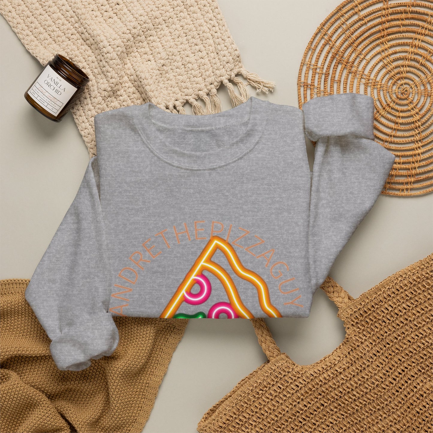 Pizza Slice Crewneck Sweatshirt — "andrethepizzaguy" TikTok Graphic