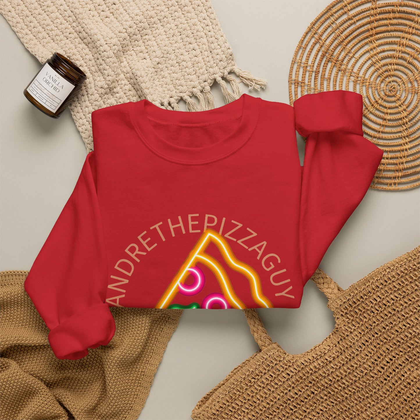 Pizza Slice Crewneck Sweatshirt — "andrethepizzaguy" TikTok Graphic