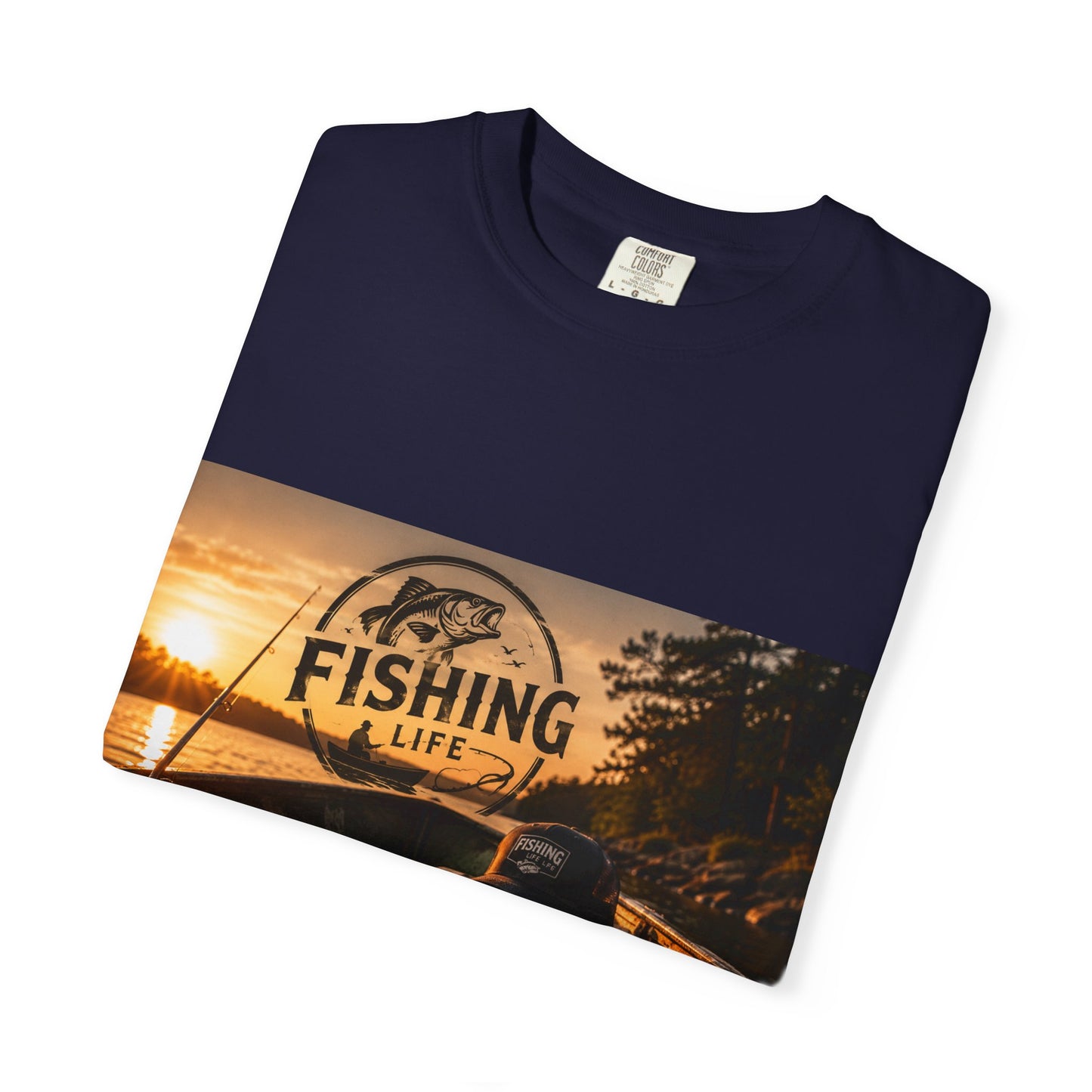 Fishing Life T-Shirt — Sunset Boat Pizza Graphic Tee