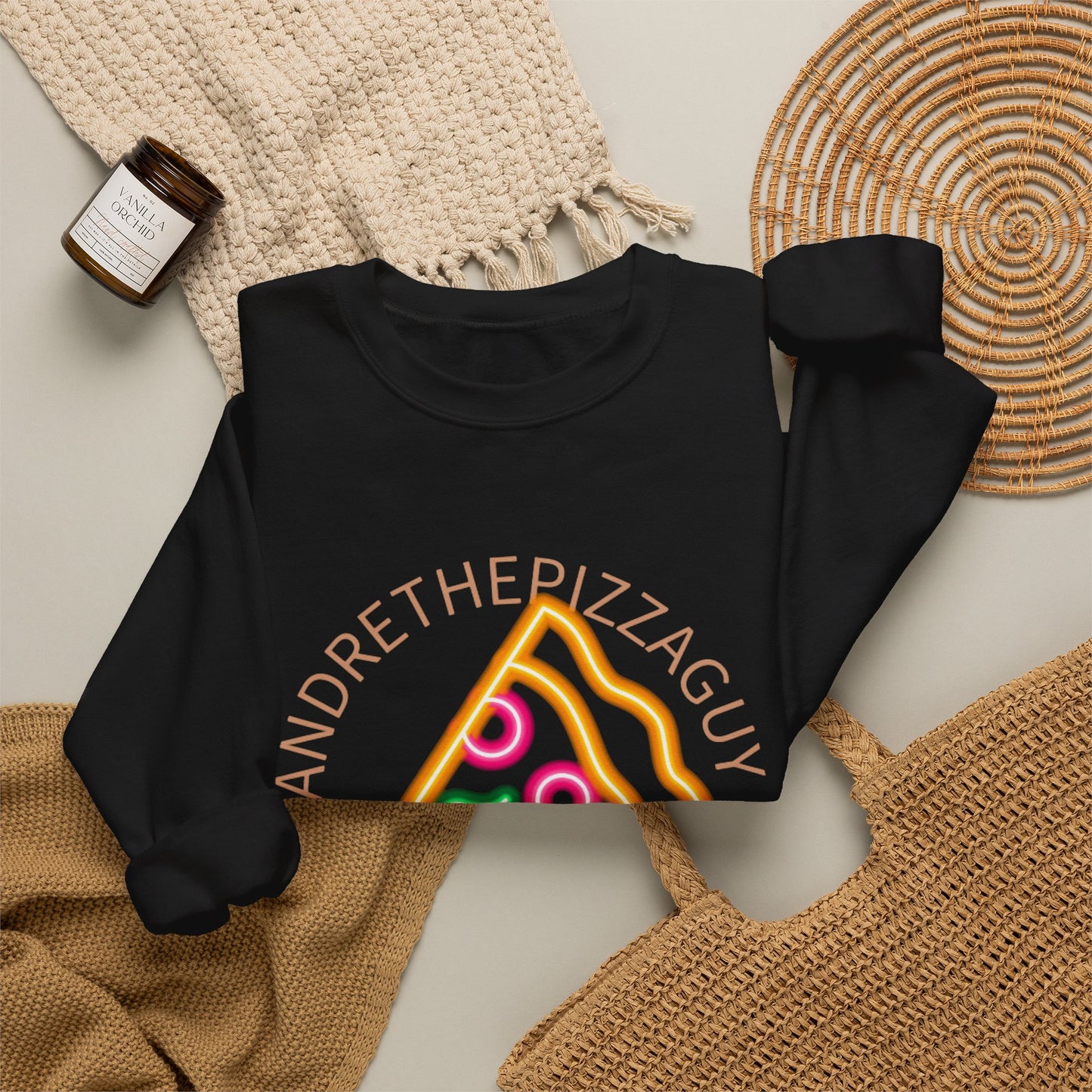 Pizza Slice Crewneck Sweatshirt — "andrethepizzaguy" TikTok Graphic