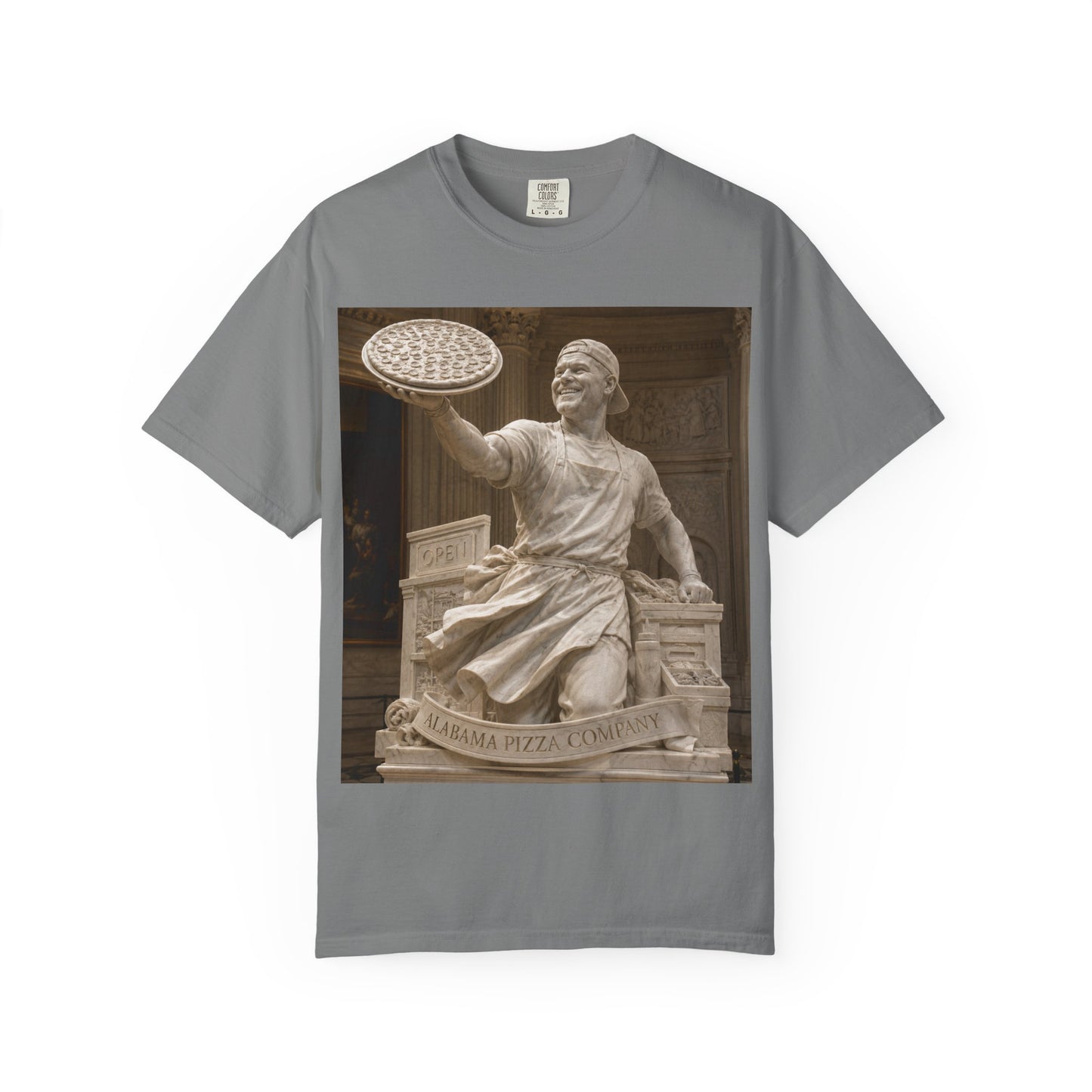 Pizza Statue Photo T-Shirt — Vintage Roman Sculpture Graphic Tee
