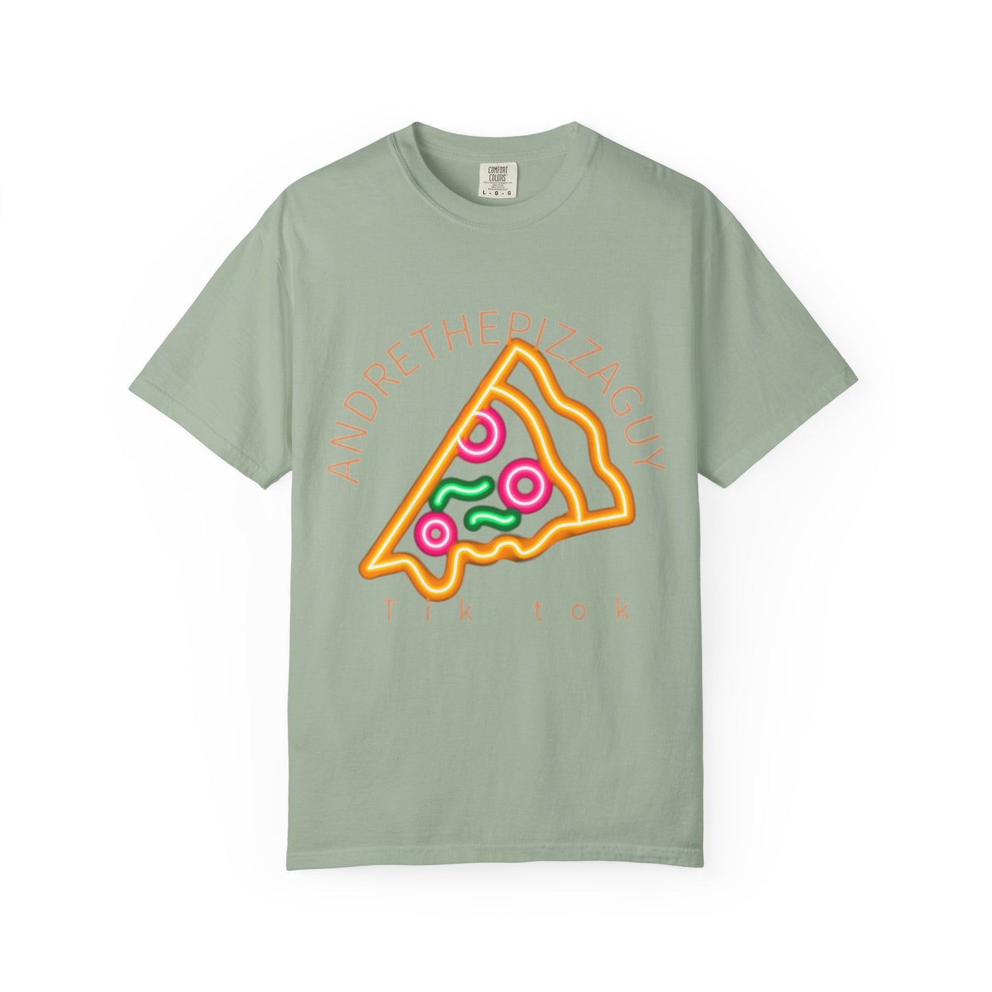 Pizza Slice Graphic T-Shirt – "ANDRETHEPIZZAGUY" Neon Design