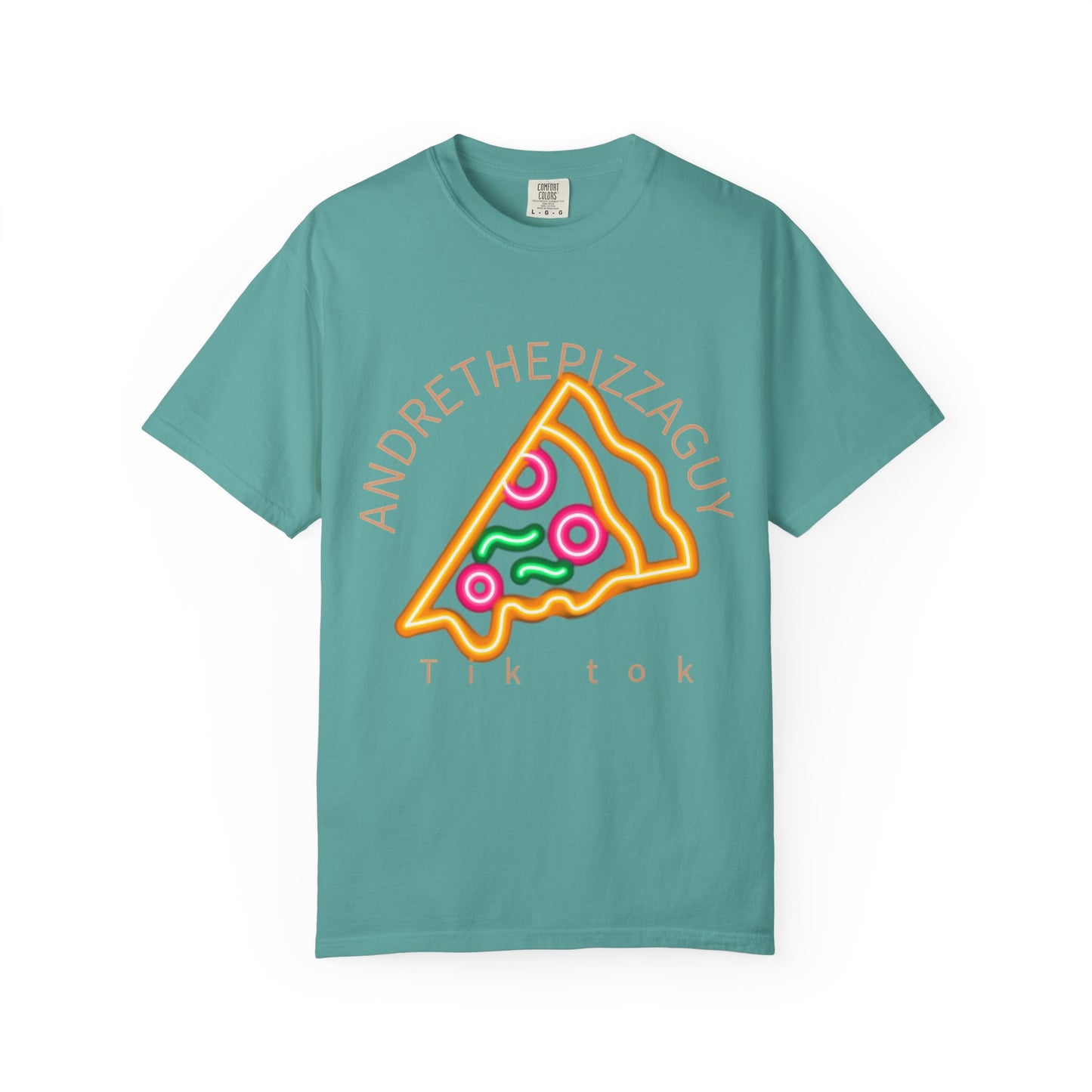 Pizza Slice Graphic T-Shirt – "ANDRETHEPIZZAGUY" Neon Design