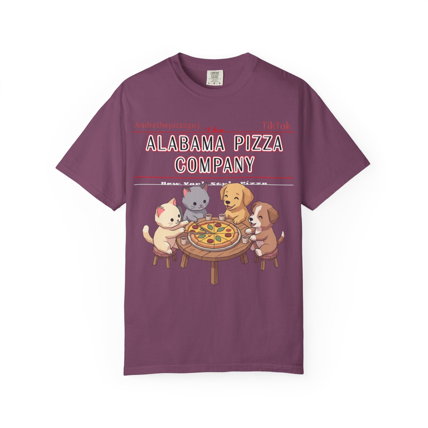 Alabama Pizza Company T-Shirt — Cute Dogs Sharing Pizza Graphic Tee