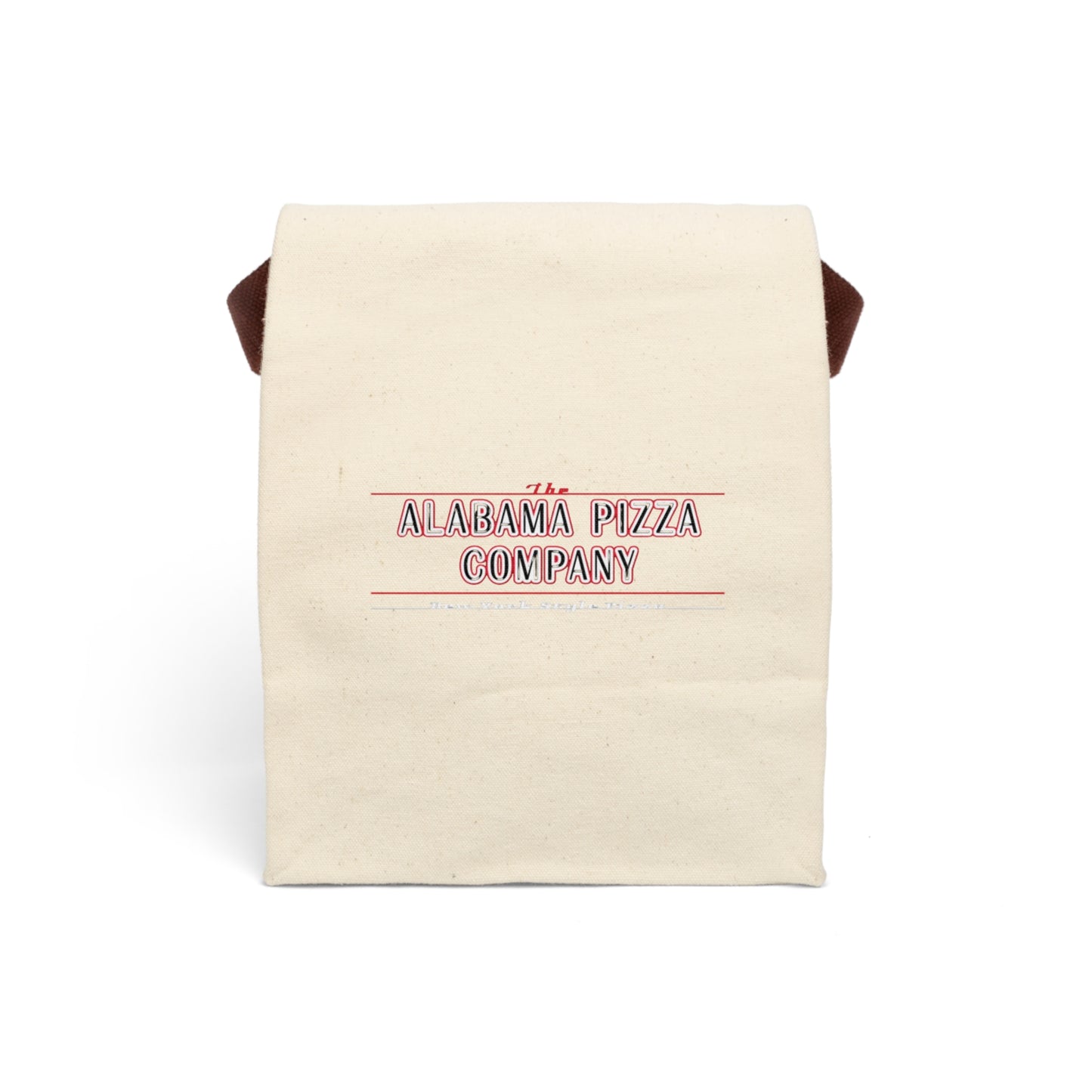 Canvas Lunch Bag — "The Alabama Pizza Company" Logo Insulated Tote with Strap