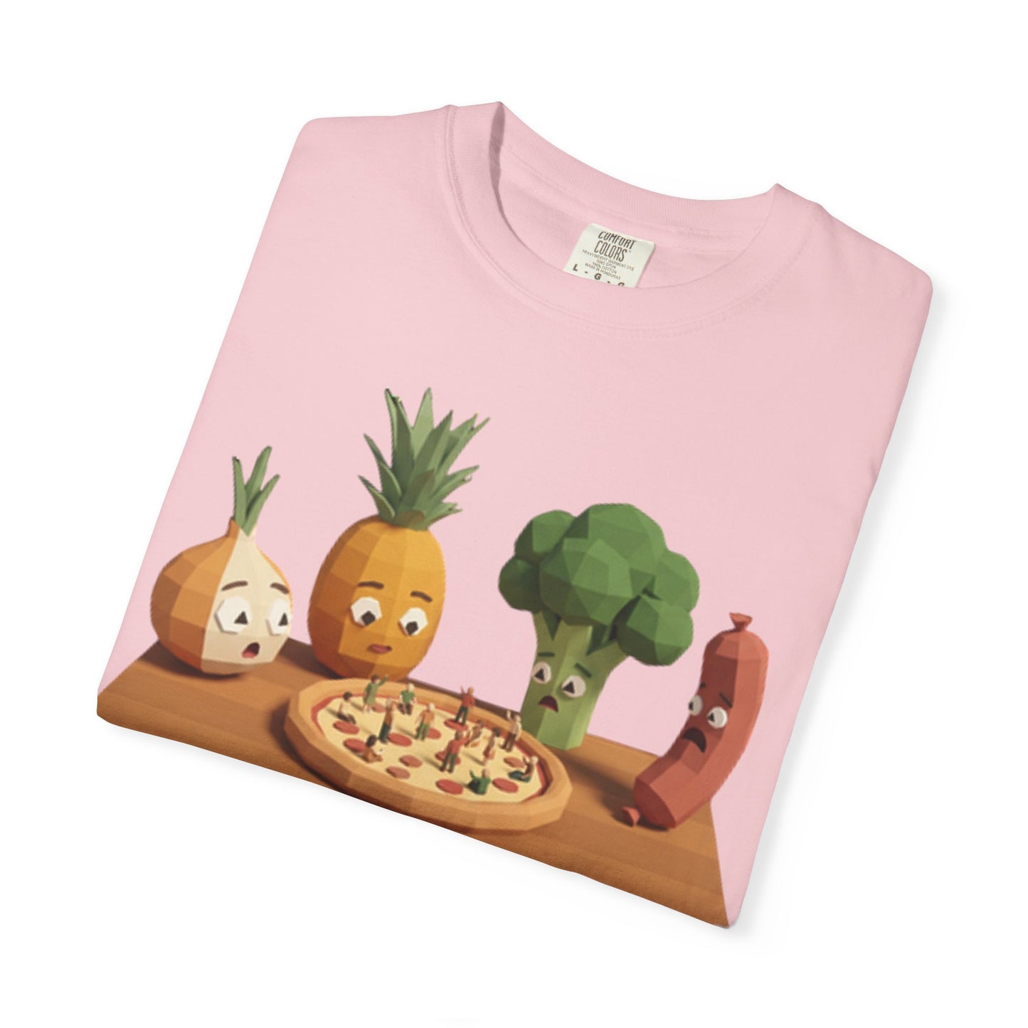 Pizza Night Veggie T-Shirt — Cute Cartoon Pineapple, Broccoli & Friends
