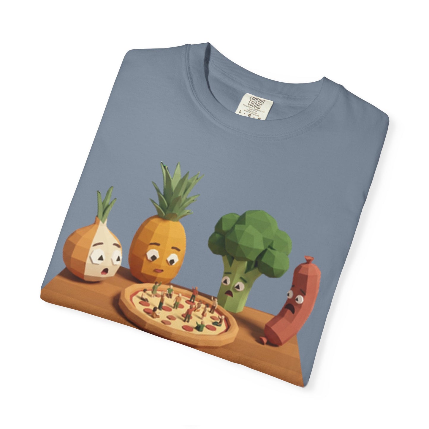 Pizza Night Veggie T-Shirt — Cute Cartoon Pineapple, Broccoli & Friends