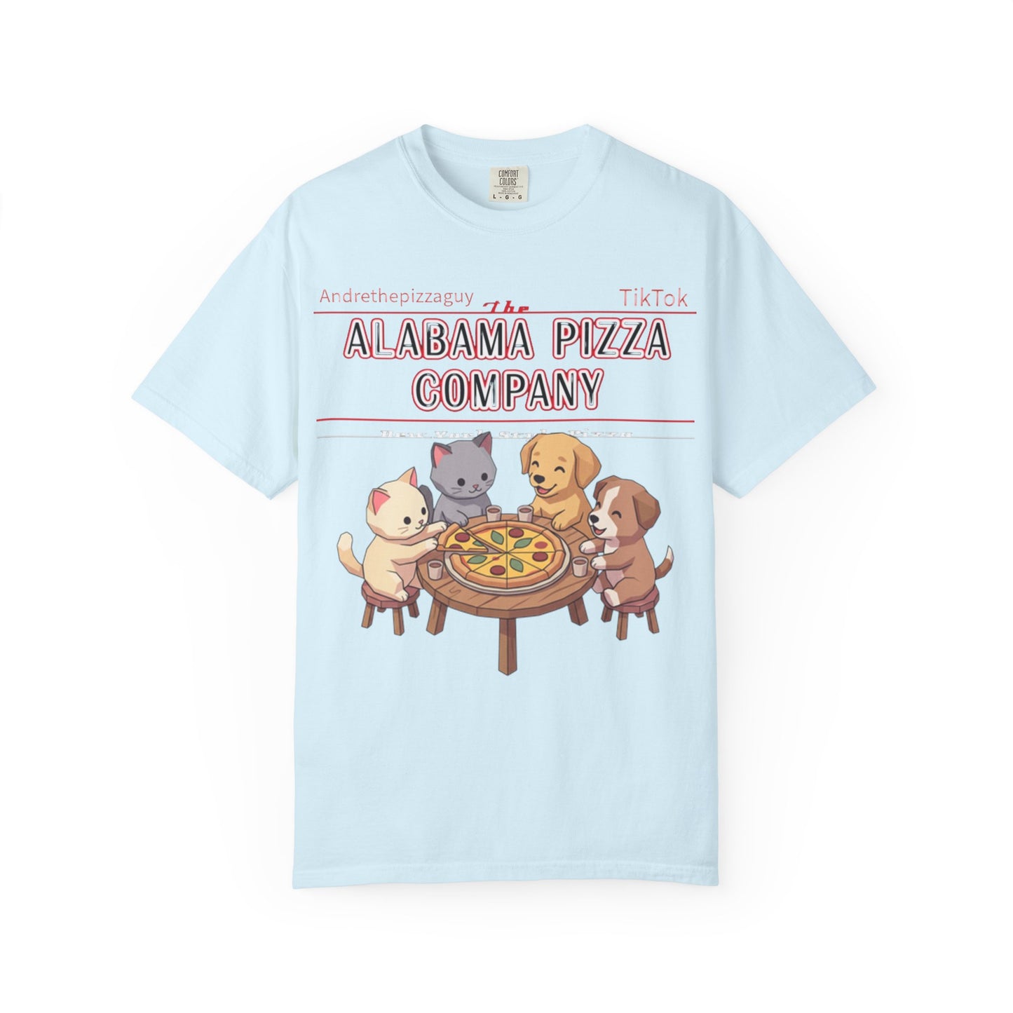 Alabama Pizza Company T-Shirt — Cute Dogs Sharing Pizza Graphic Tee