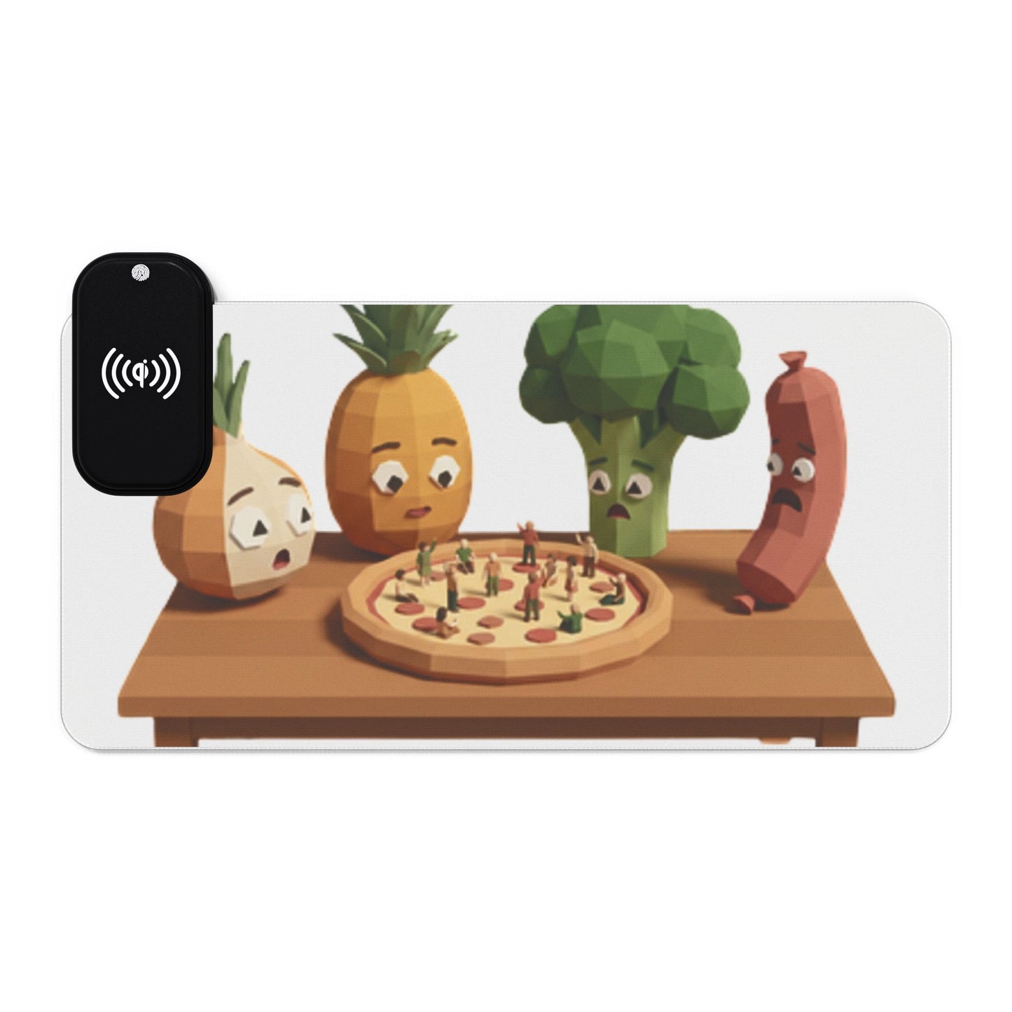 LED Wireless Charging Mouse Pad — Cute Veggie Pizza Desk Mat