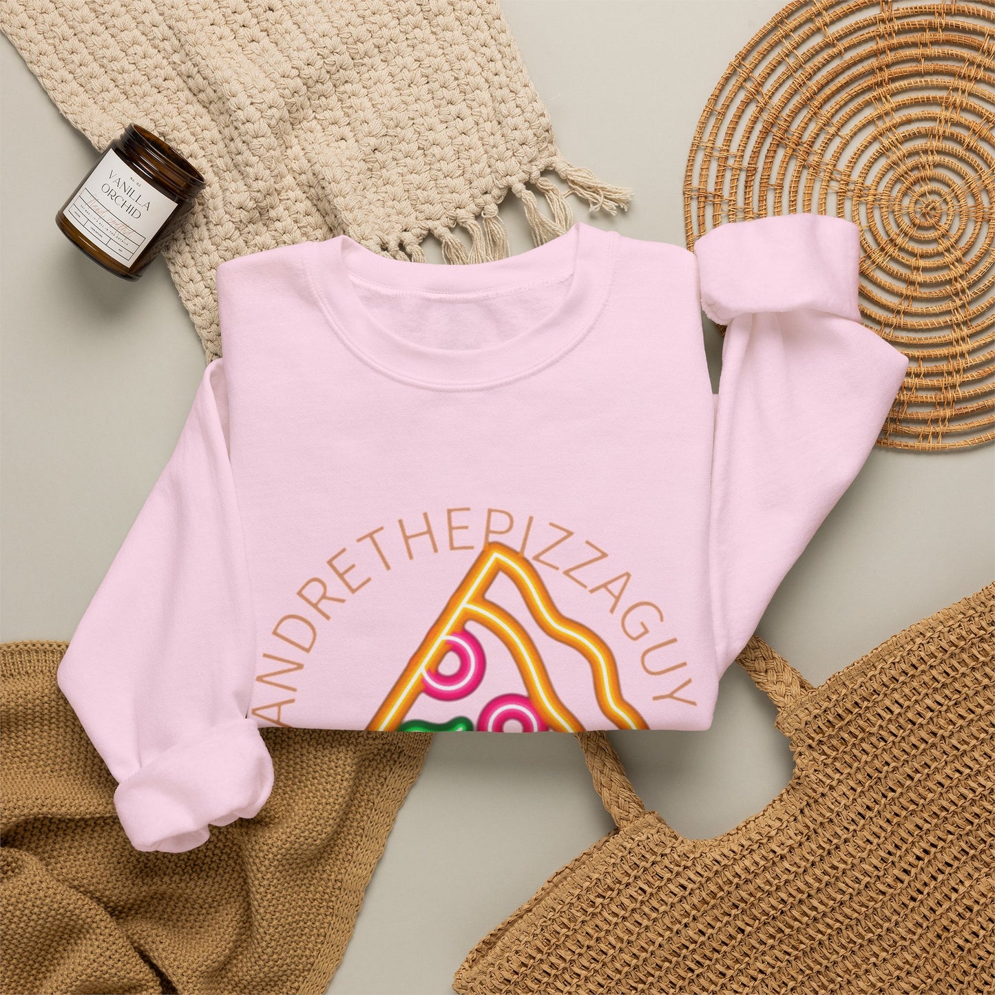 Pizza Slice Crewneck Sweatshirt — "andrethepizzaguy" TikTok Graphic