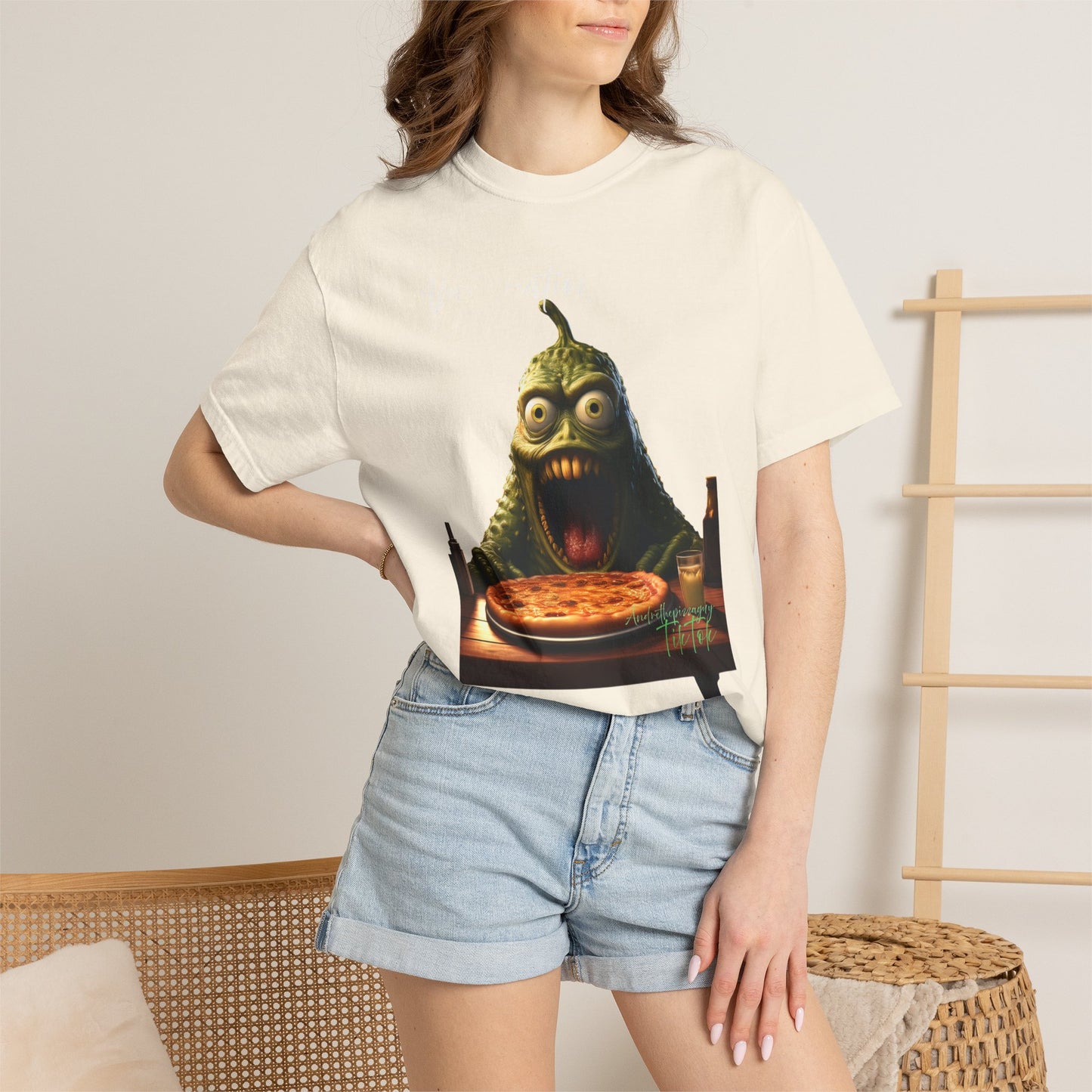 Monster Eating Pizza T-Shirt — Funny Creepy Pizza Lover Tee