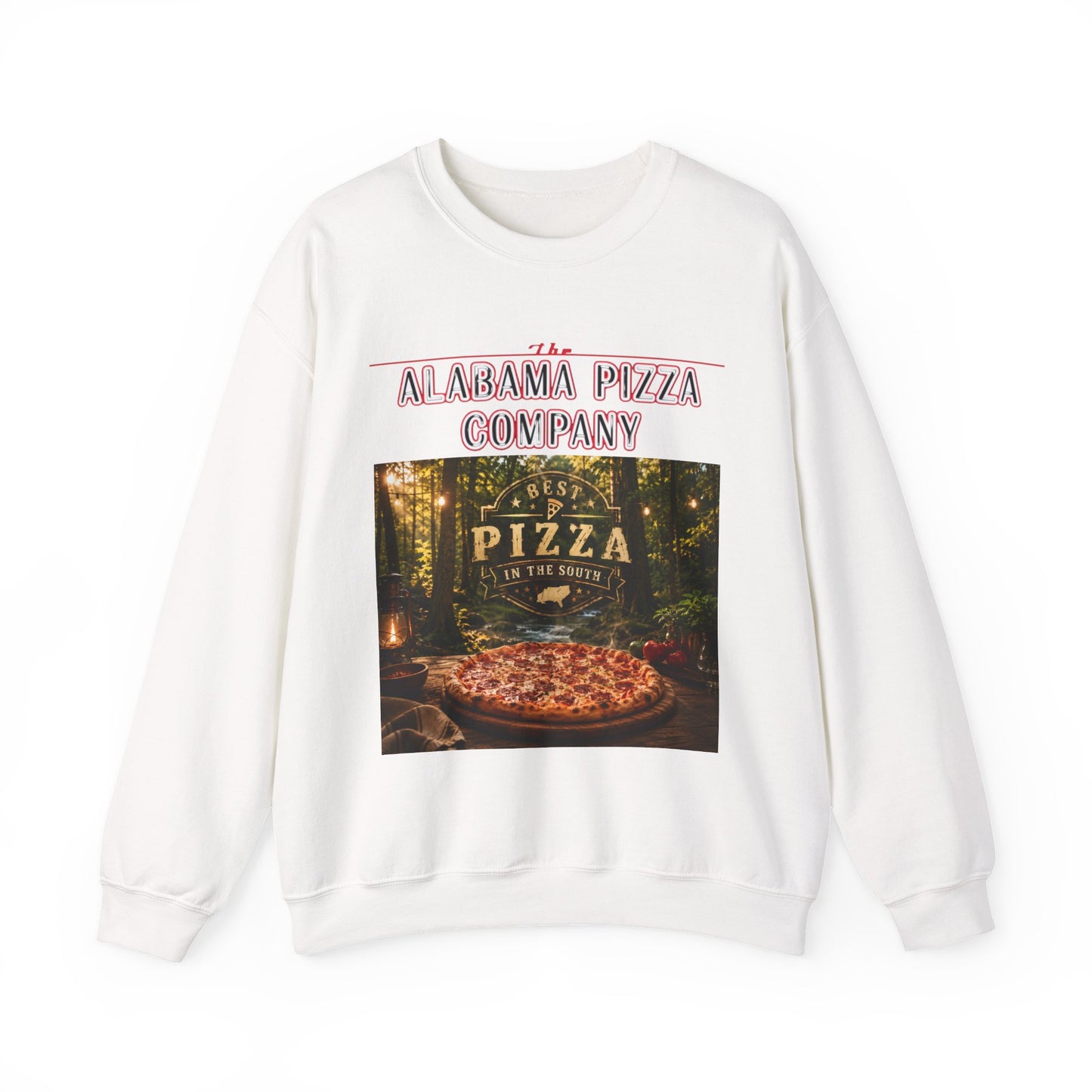 Pizza Crewneck Sweatshirt — Alabama Pizza Company Vintage Pizzeria Design