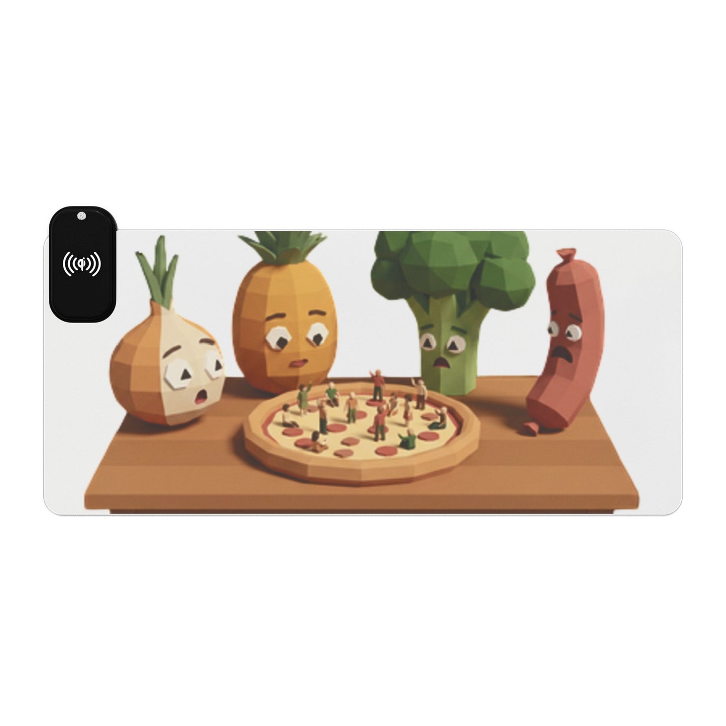 LED Wireless Charging Mouse Pad — Cute Veggie Pizza Desk Mat