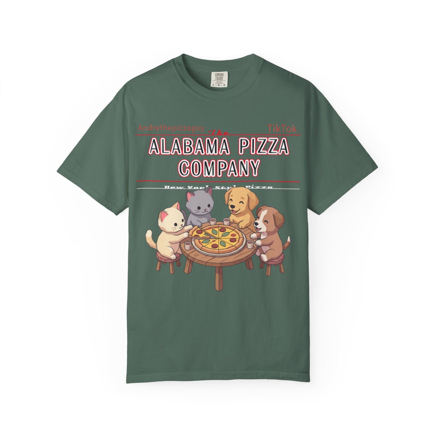 Alabama Pizza Company T-Shirt — Cute Dogs Sharing Pizza Graphic Tee