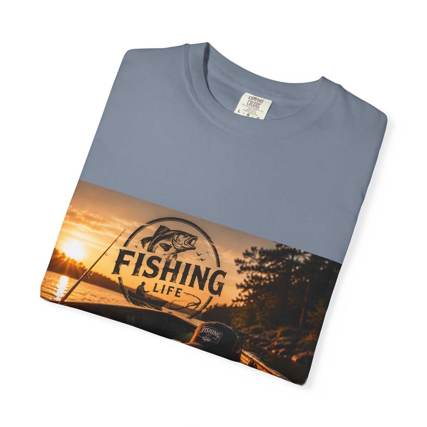 Fishing Life T-Shirt — Sunset Boat Pizza Graphic Tee