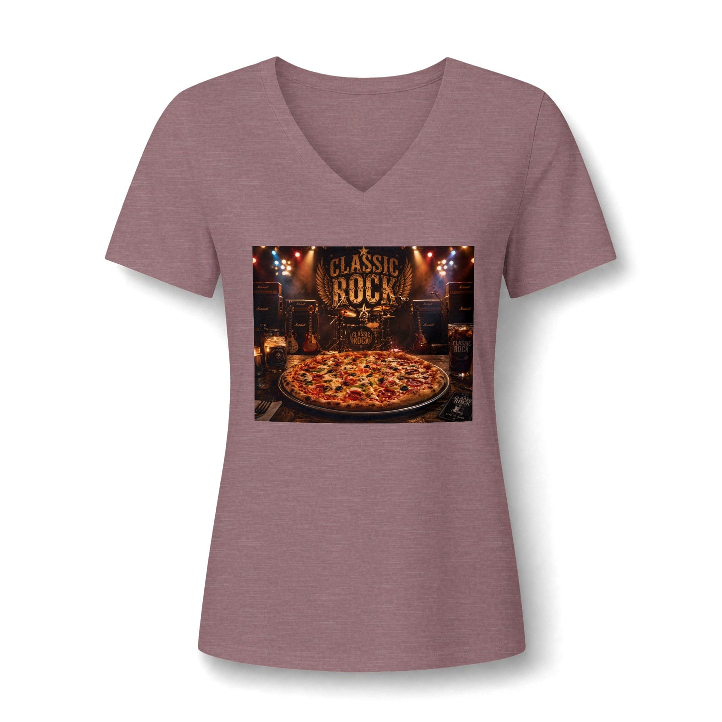 Classic Rock Pizza V-Neck Tee
