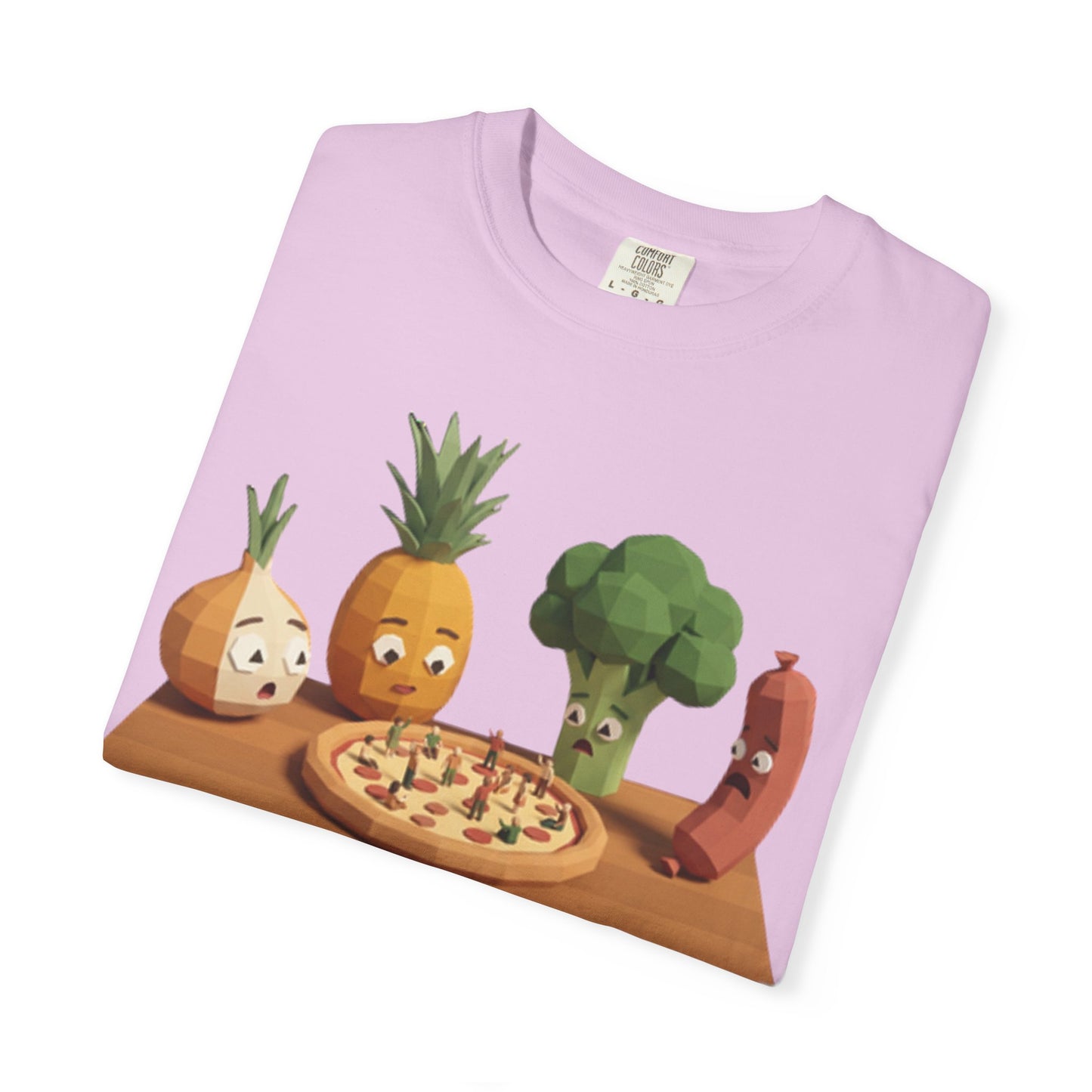 Pizza Night Veggie T-Shirt — Cute Cartoon Pineapple, Broccoli & Friends