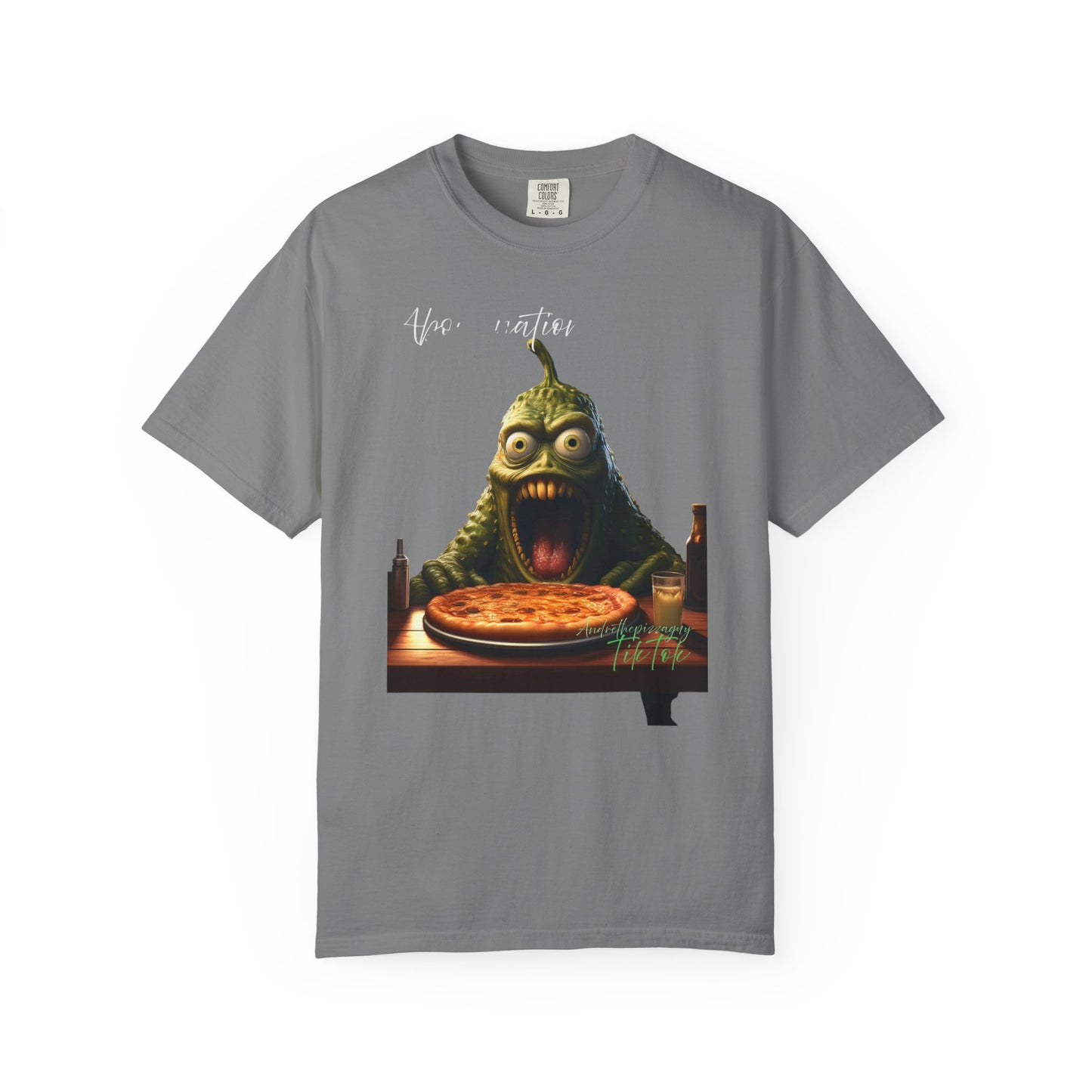 Monster Eating Pizza T-Shirt — Funny Creepy Pizza Lover Tee