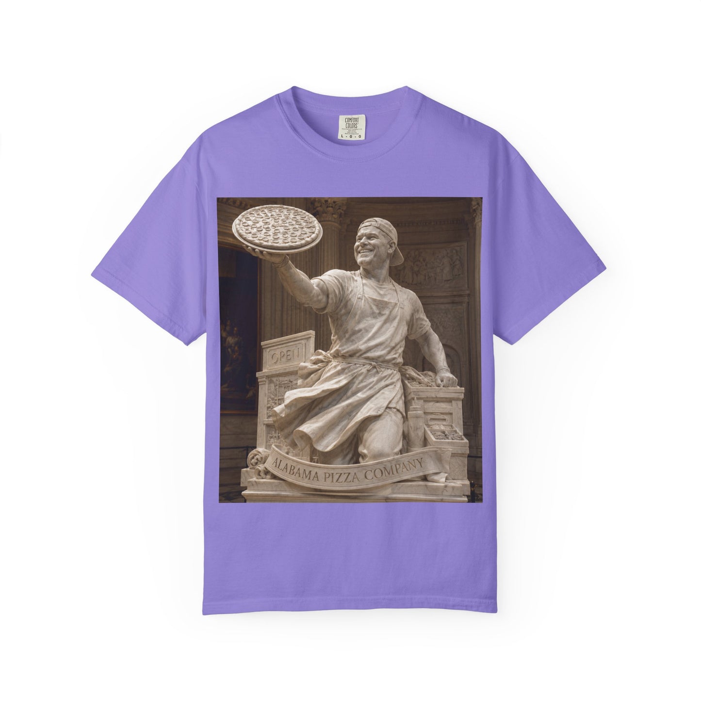Pizza Statue Photo T-Shirt — Vintage Roman Sculpture Graphic Tee