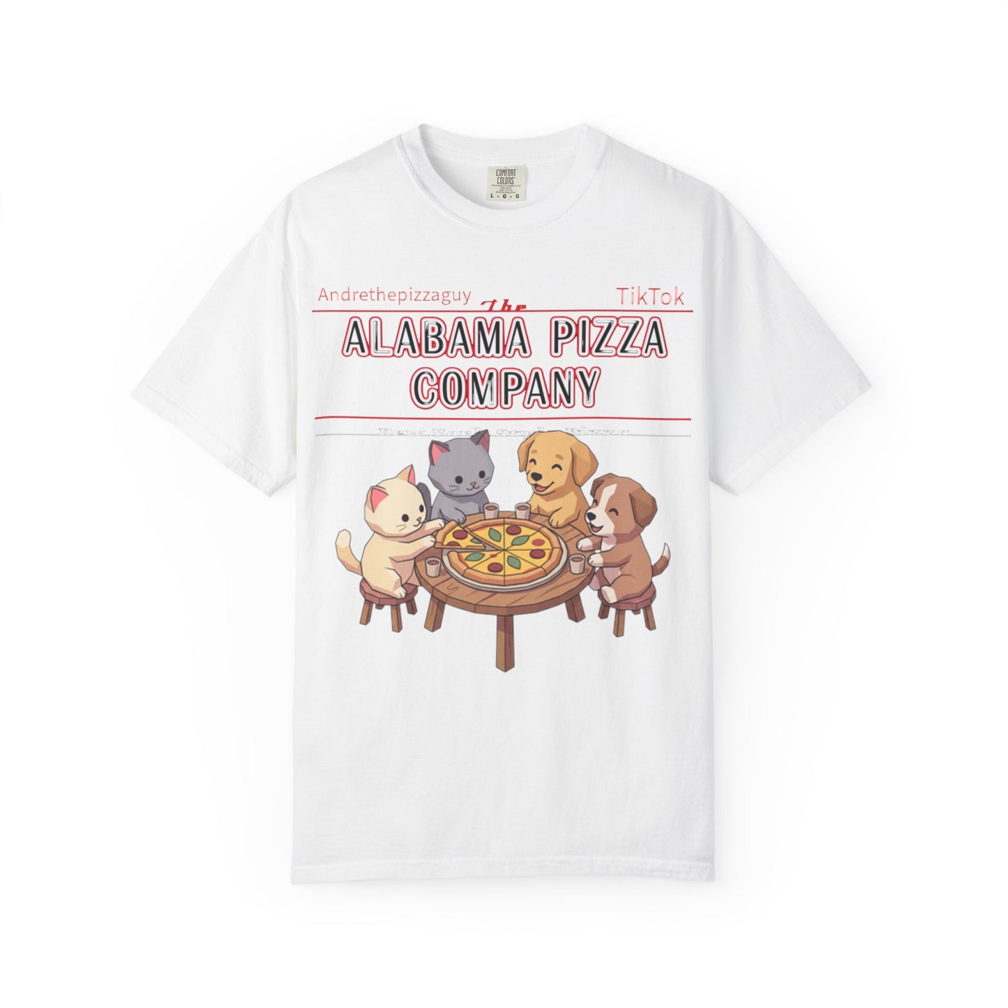 Alabama Pizza Company T-Shirt — Cute Dogs Sharing Pizza Graphic Tee