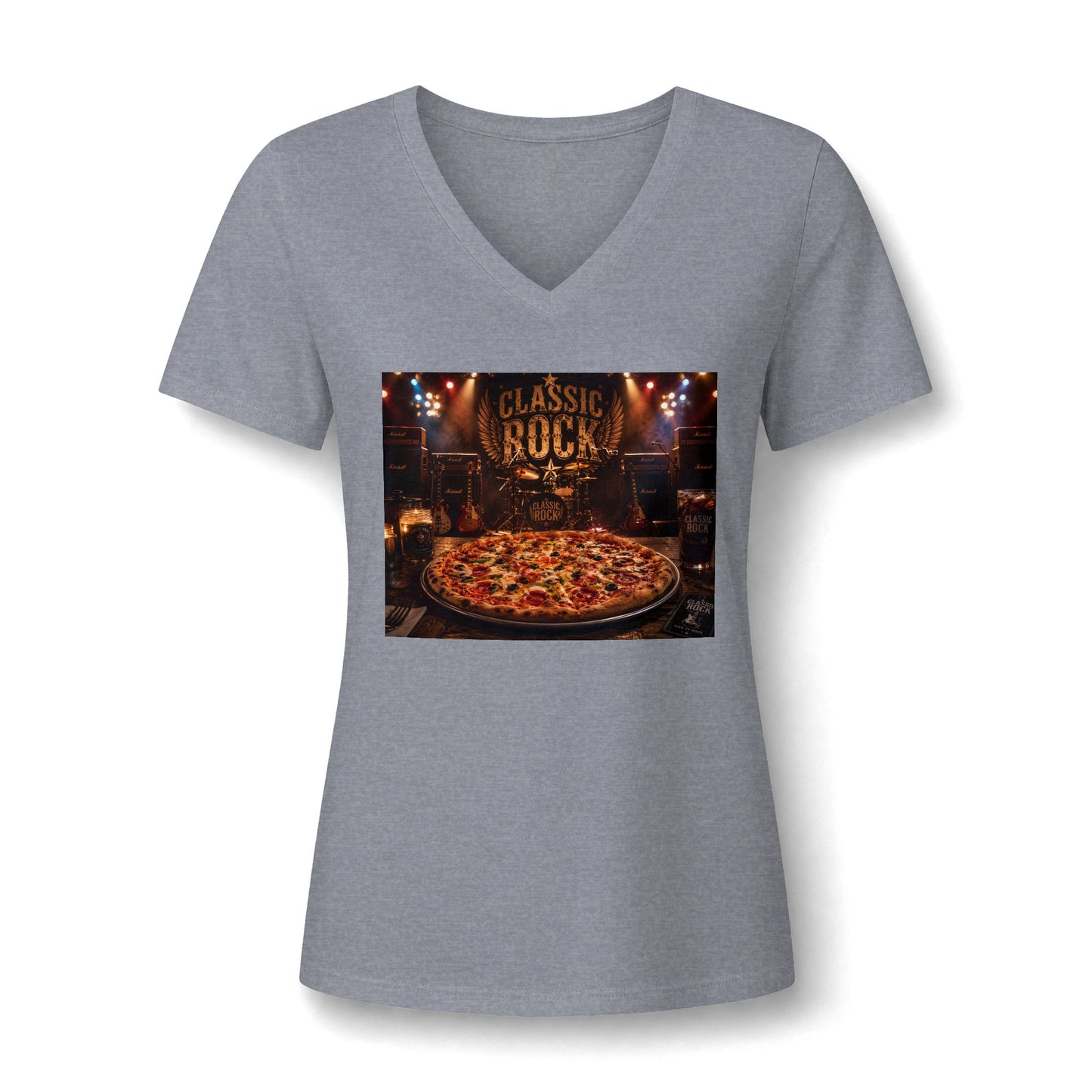 Classic Rock Pizza V-Neck Tee