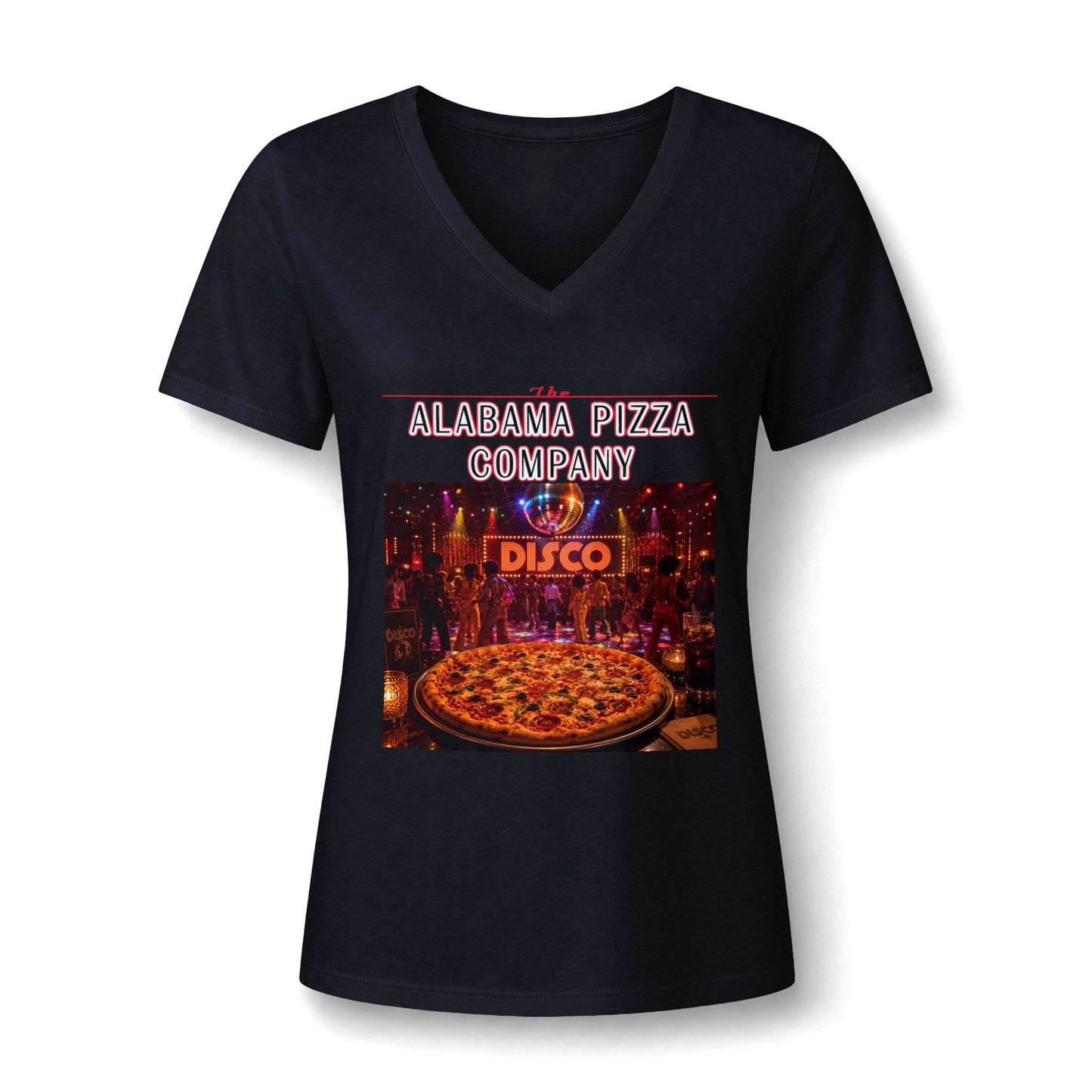 Pizza Disco V-Neck Tee — Mamma Pizza Company Graphic Shirt