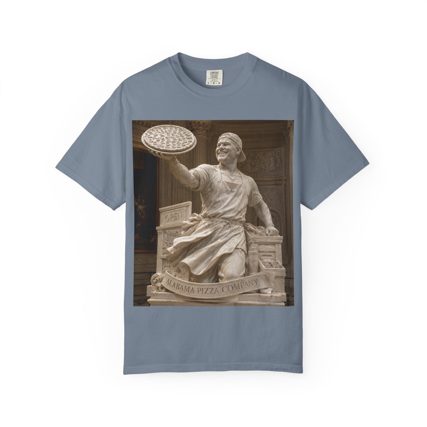 Pizza Statue Photo T-Shirt — Vintage Roman Sculpture Graphic Tee