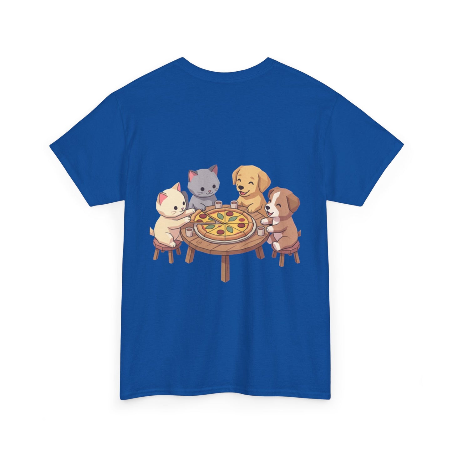 Pizza Party Crew Tee — Cute Cats & Dogs Sharing Pizza Graphic T-Shirt