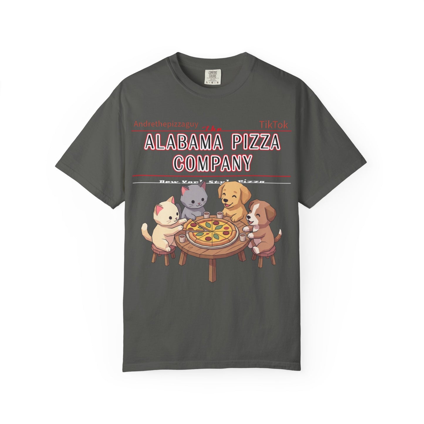 Alabama Pizza Company T-Shirt — Cute Dogs Sharing Pizza Graphic Tee