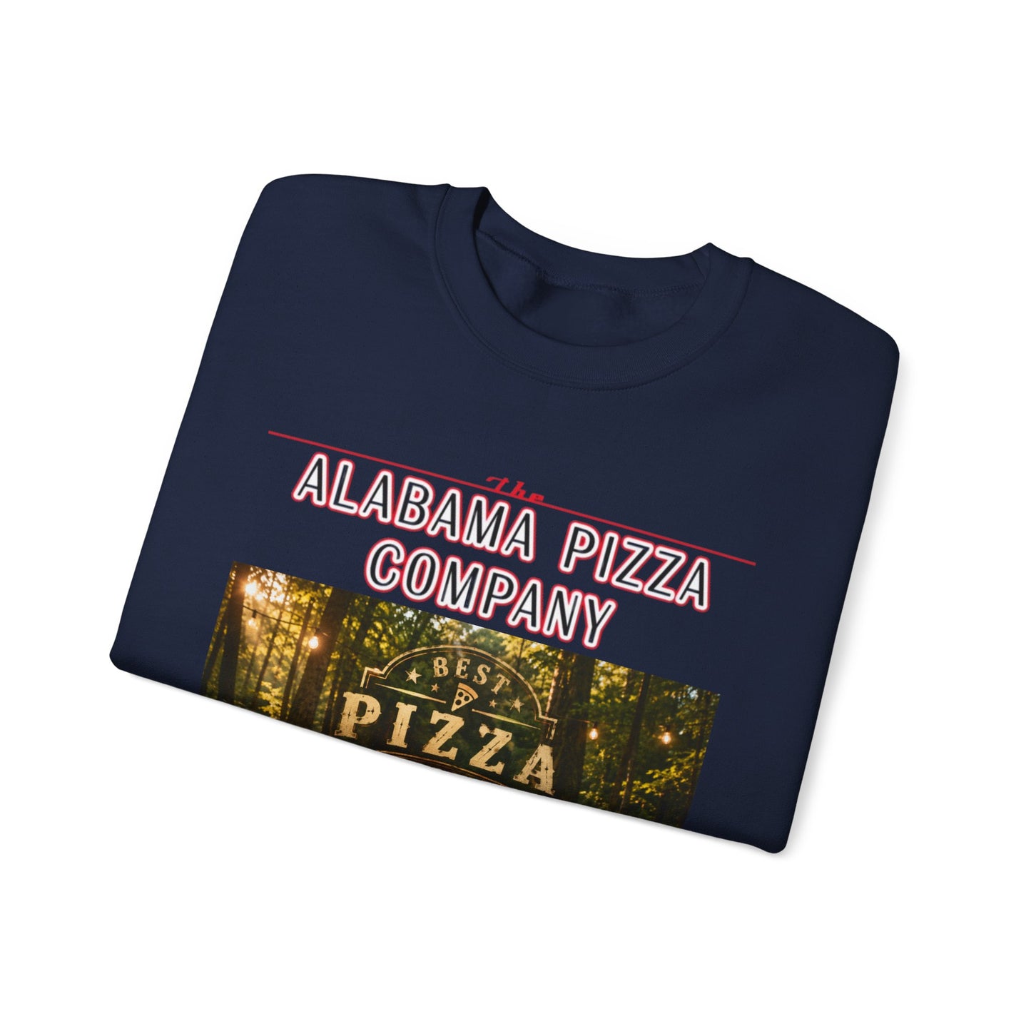 Pizza Crewneck Sweatshirt — Alabama Pizza Company Vintage Pizzeria Design