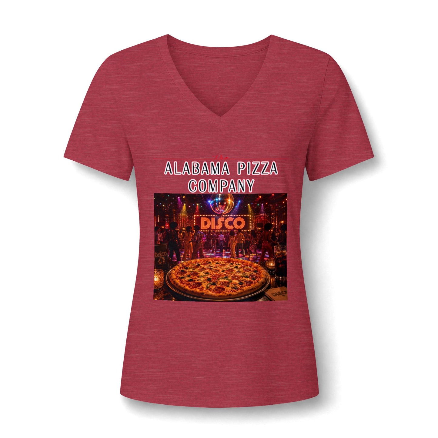 Pizza Disco V-Neck Tee — Mamma Pizza Company Graphic Shirt