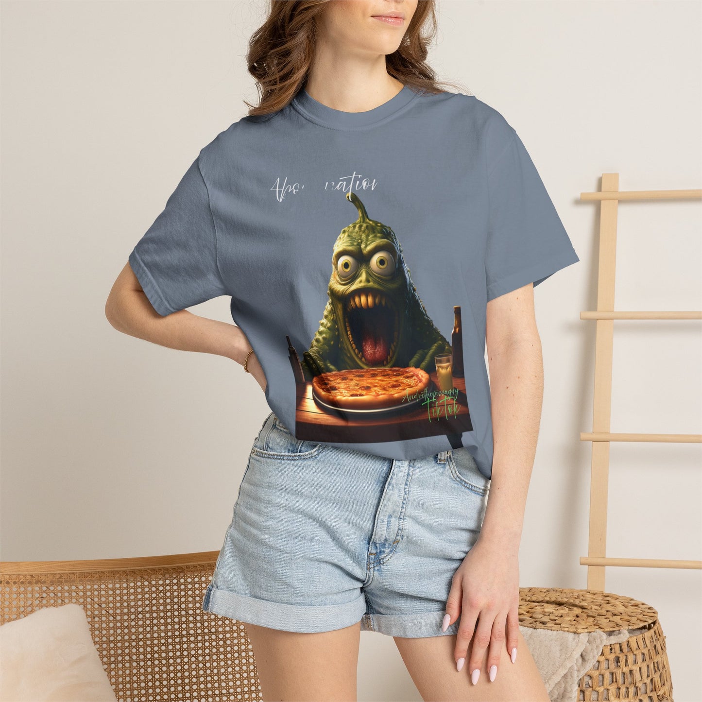 Monster Eating Pizza T-Shirt — Funny Creepy Pizza Lover Tee