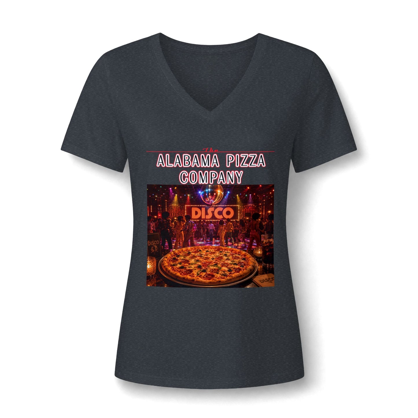 Pizza Disco V-Neck Tee — Mamma Pizza Company Graphic Shirt